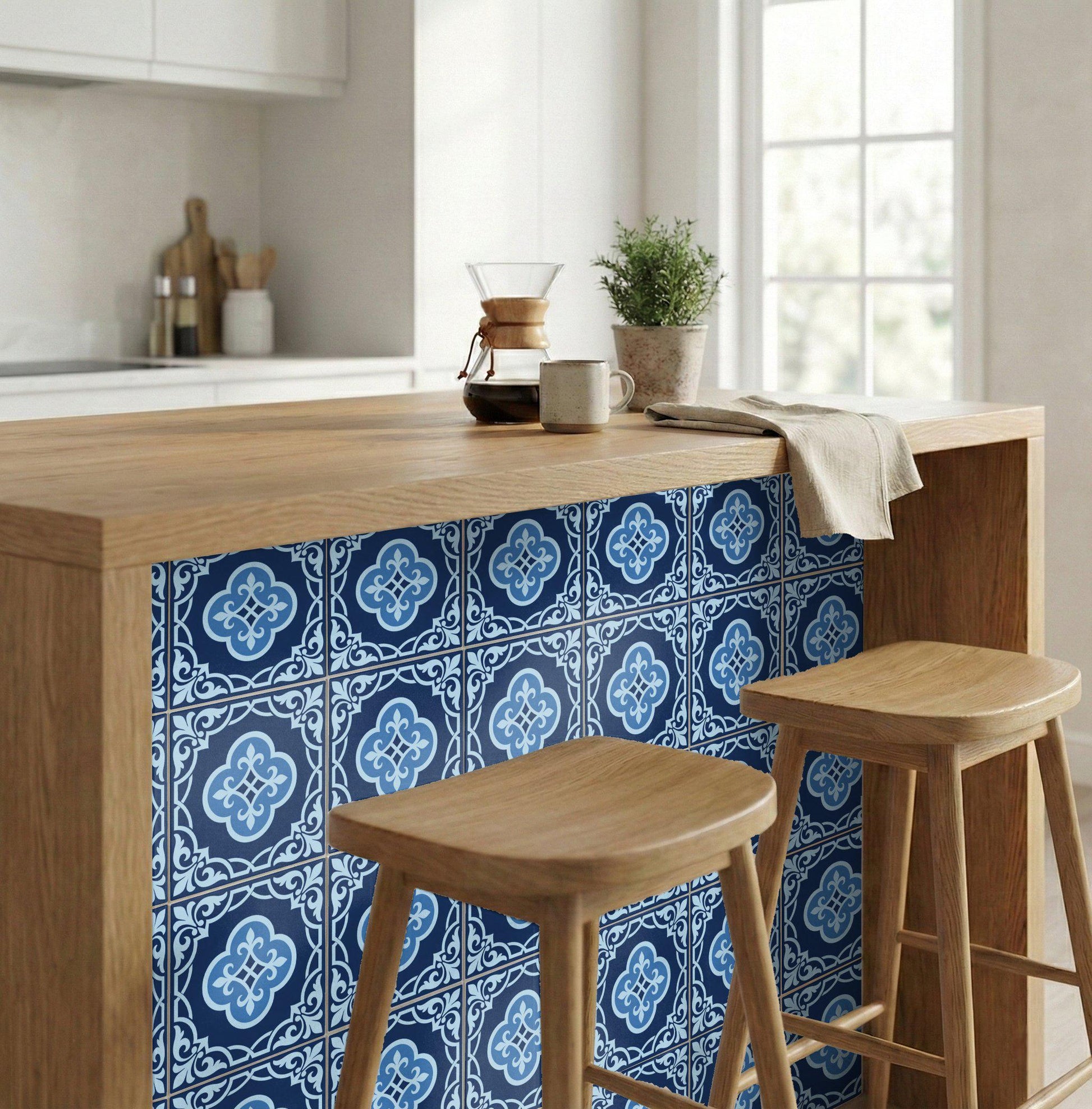 Powder Bleu Ornemental · Carreau Mural — Ornement Style Vintage