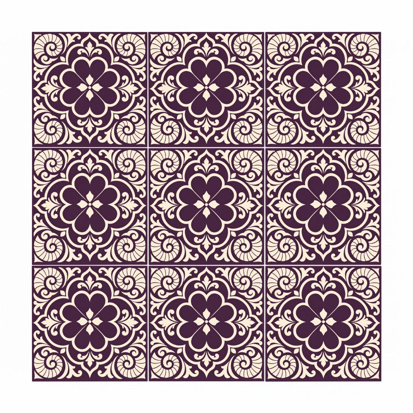 Burgundy Romantic Opera Mural — Contemporary Geometric Décor Ceramic Tile