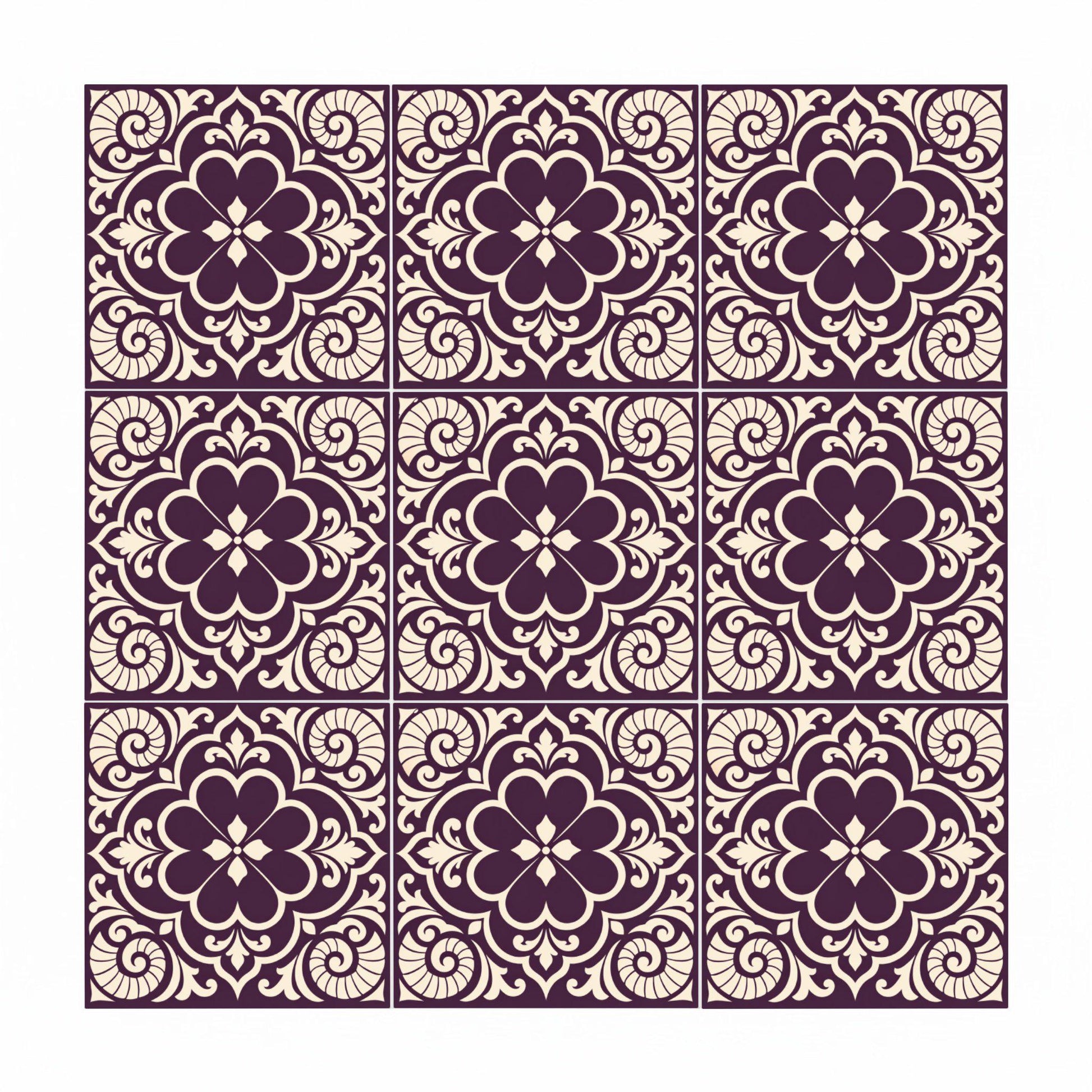 Burgundy Romantic Opera Mural — Contemporary Geometric Décor Ceramic Tile
