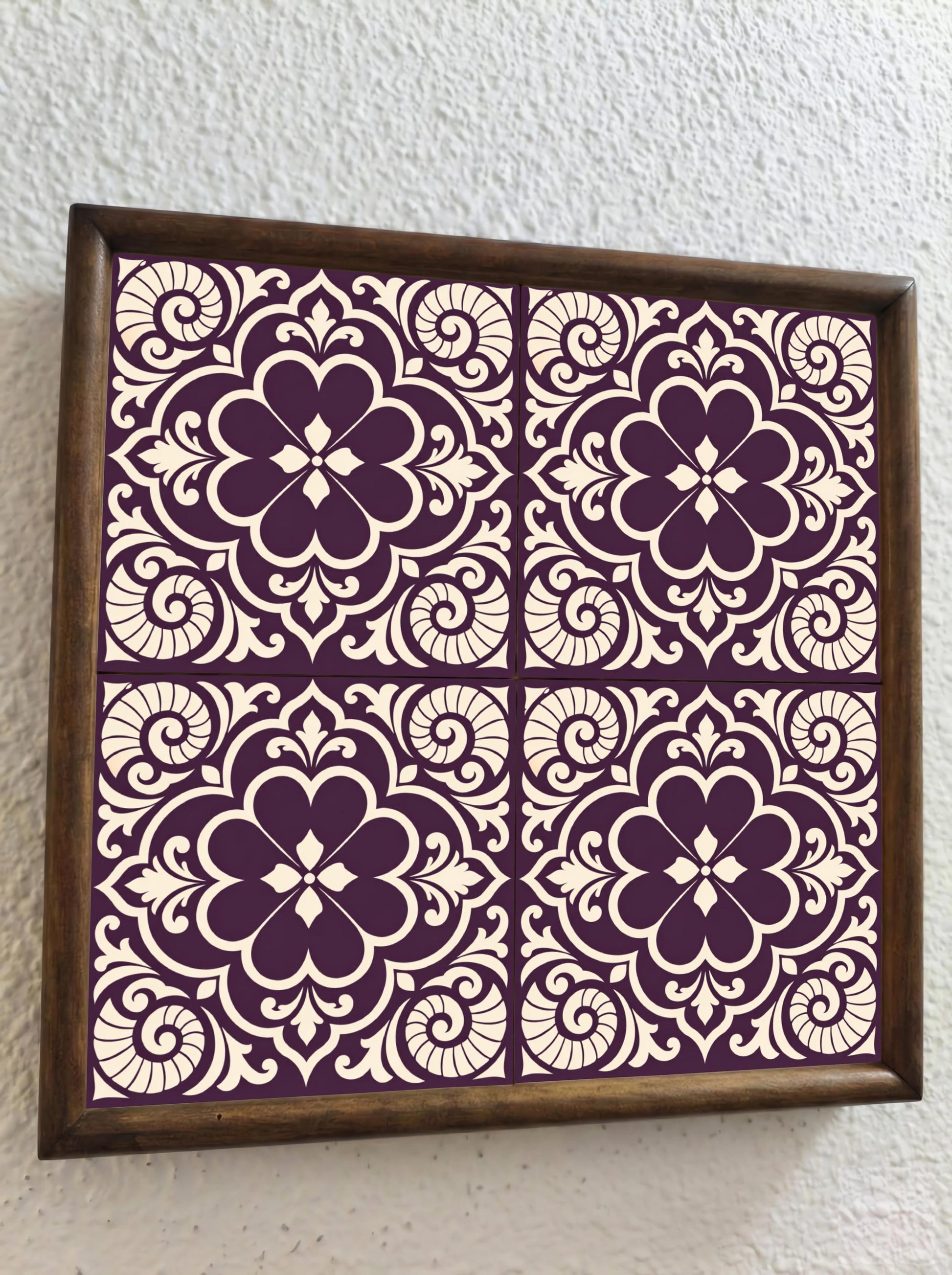 Burgundy Romantic Opera Mural — Contemporary Geometric Décor Ceramic Tile