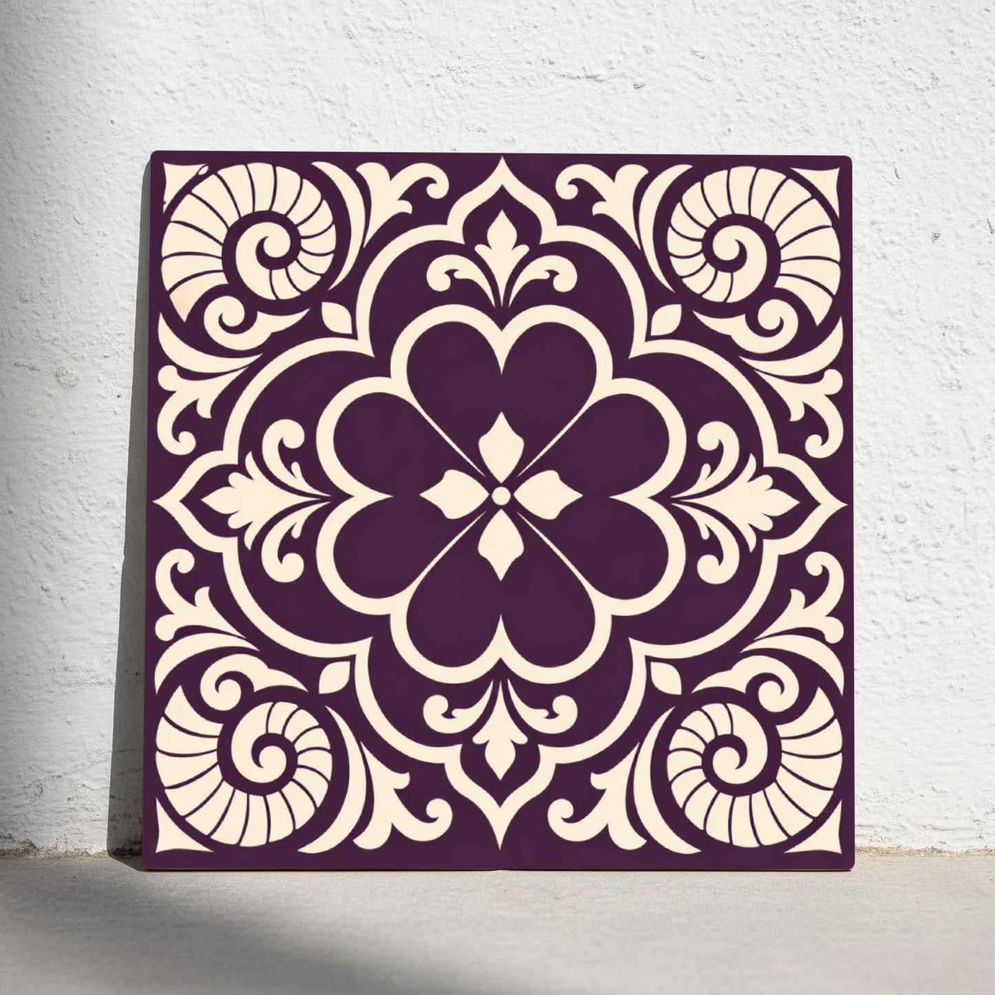 Burgundy Romantic Opera Mural — Contemporary Geometric Décor Ceramic Tile