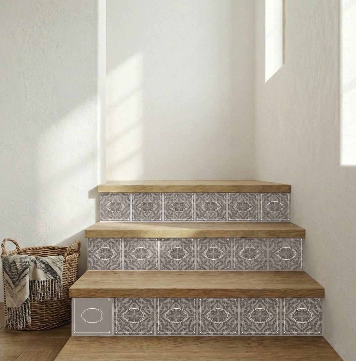 Taupe Architectural Frame · Ceramic Wall Tile — Classic Decorative Pattern