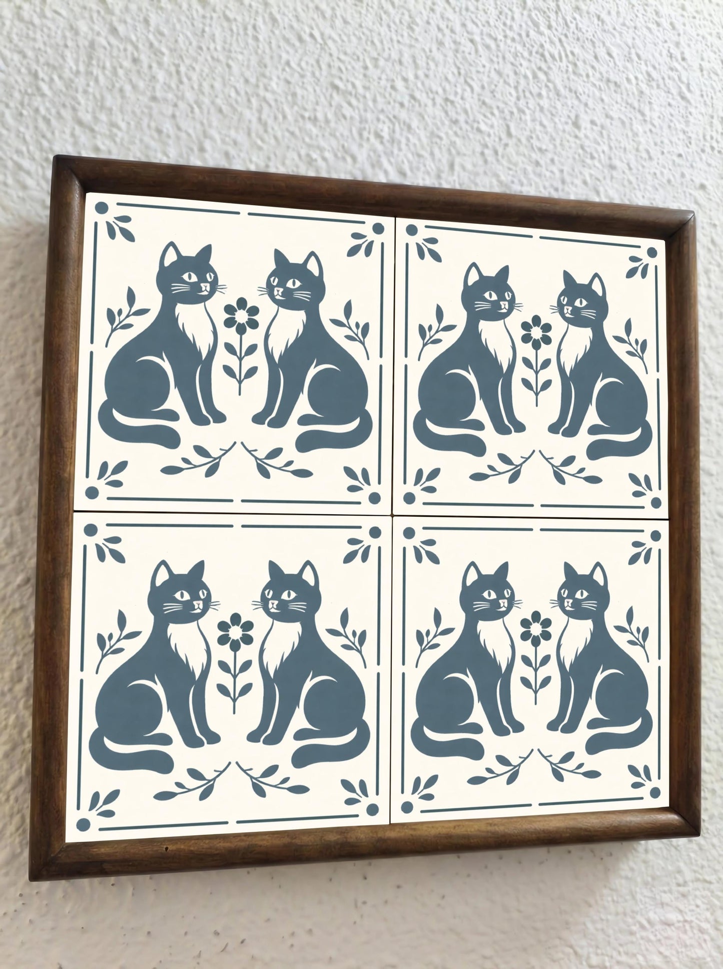 Cute Folk Cat — Classic Decorative Pattern Ceramic Tile