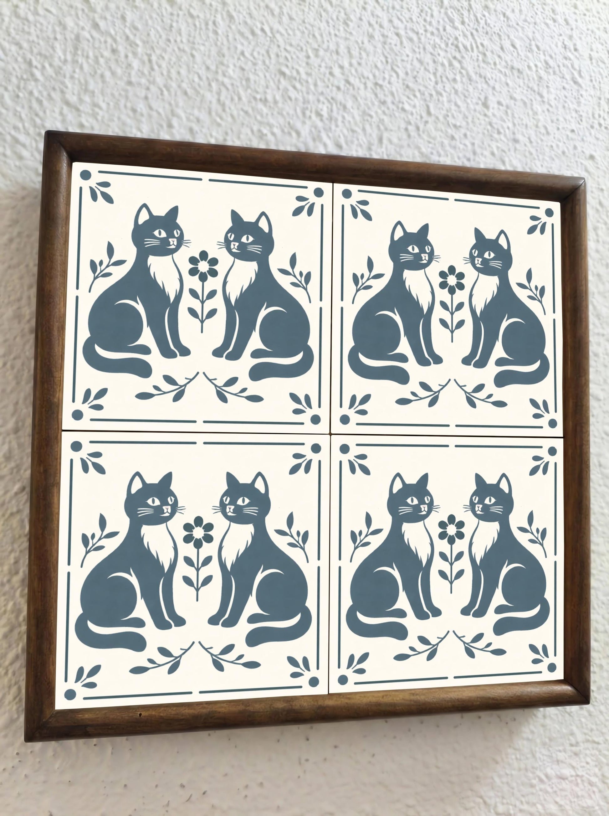 Cute Folk Cat — Classic Decorative Pattern Ceramic Tile