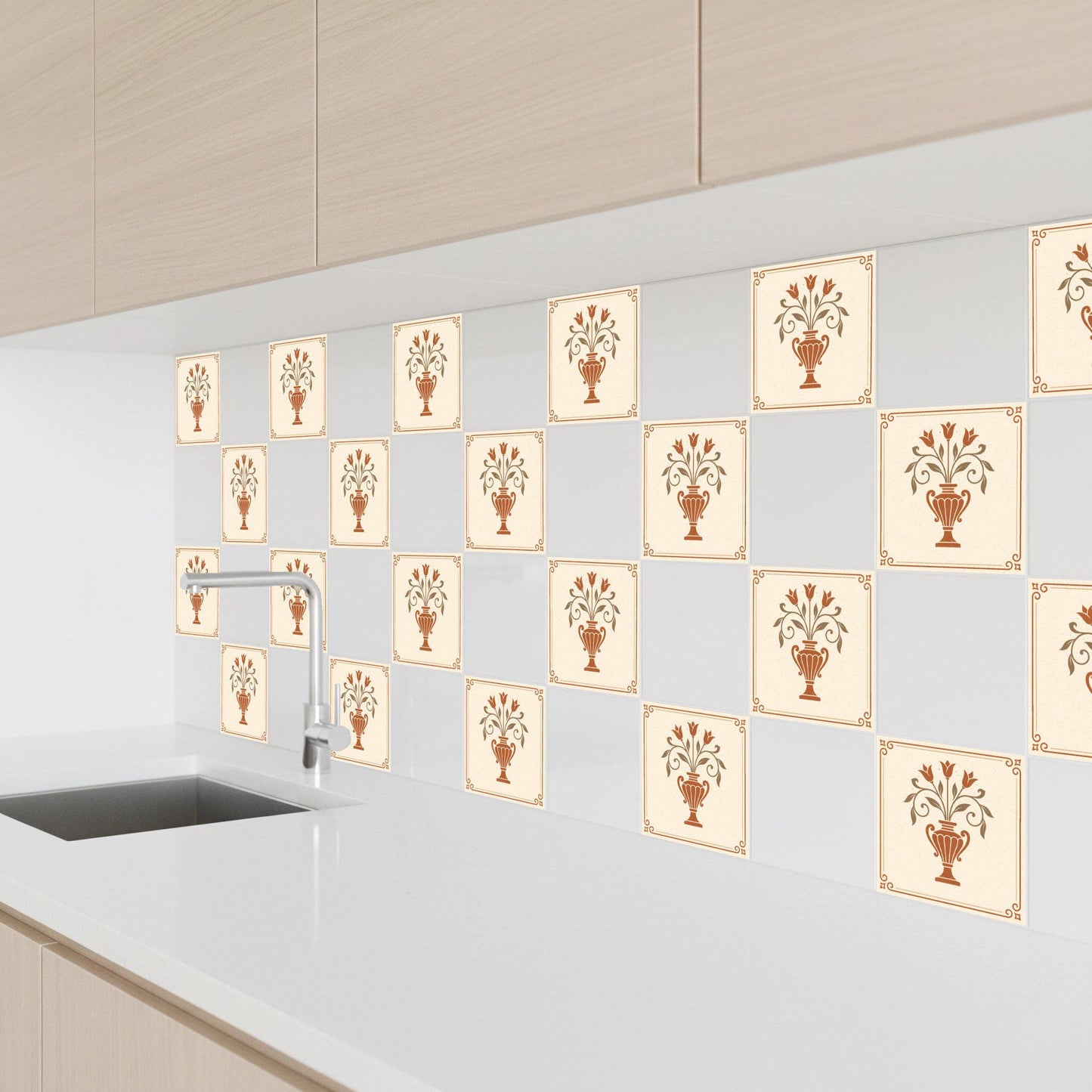 Vase Mediterranean — Garden-Inspired Pattern Ceramic Tile