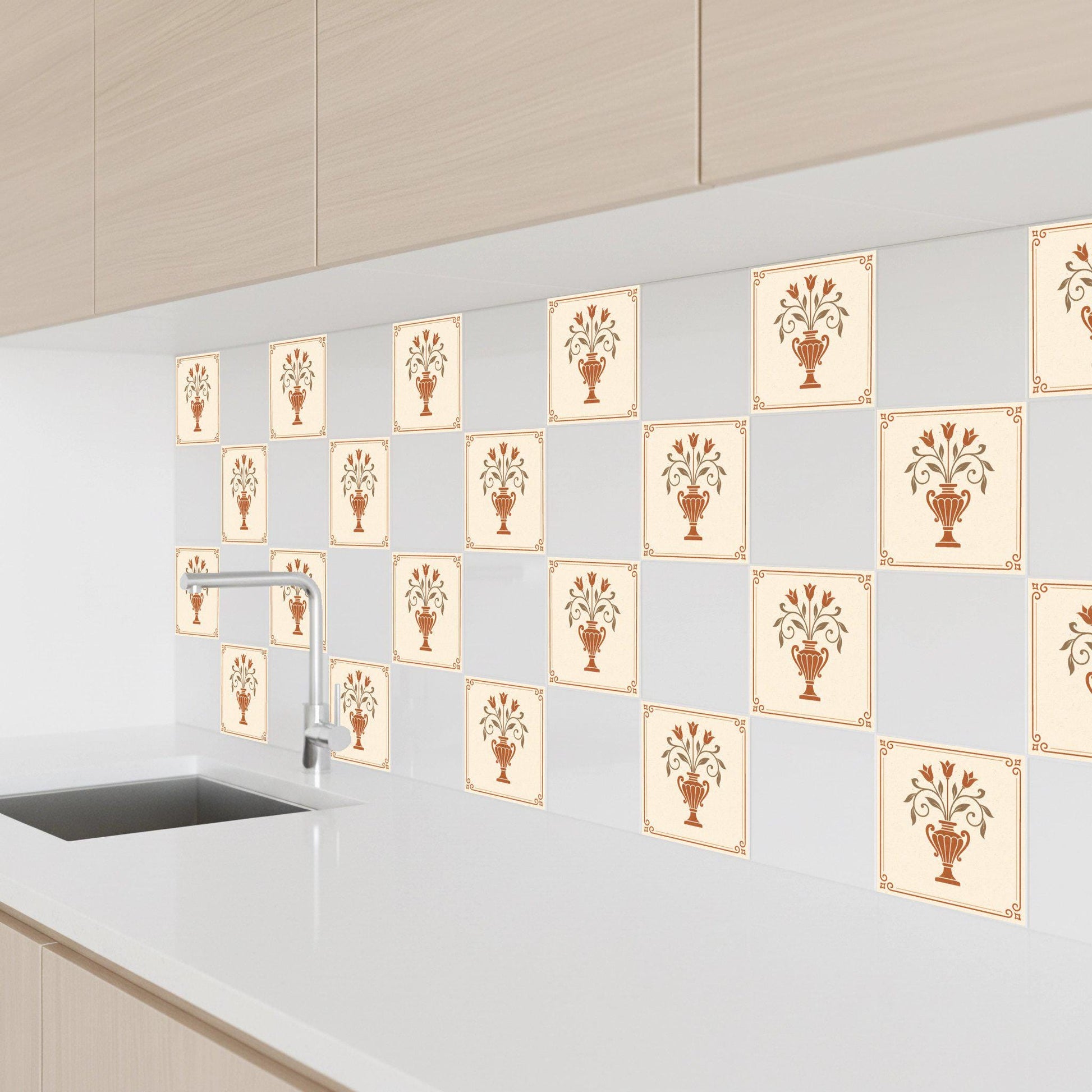 Vase Mediterranean — Garden-Inspired Pattern Ceramic Tile