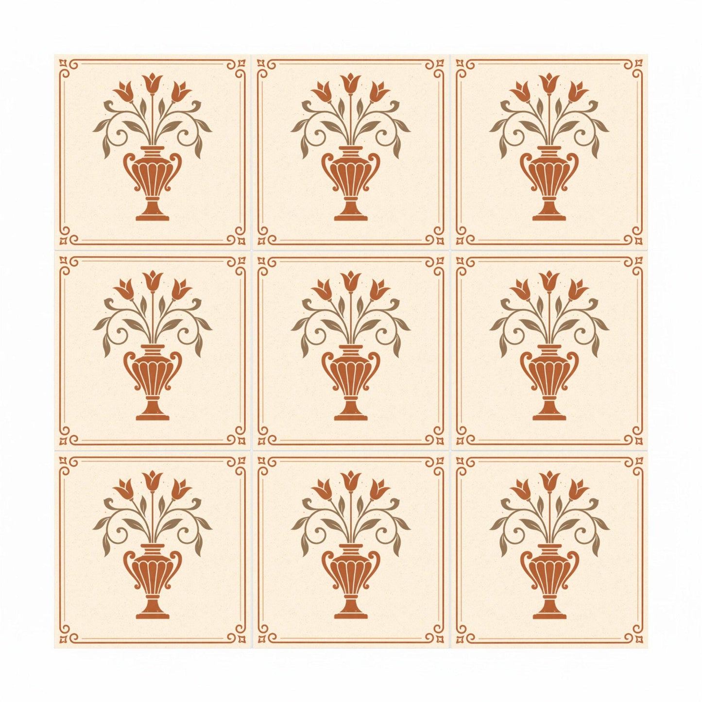 Vase Mediterranean — Garden-Inspired Pattern Ceramic Tile