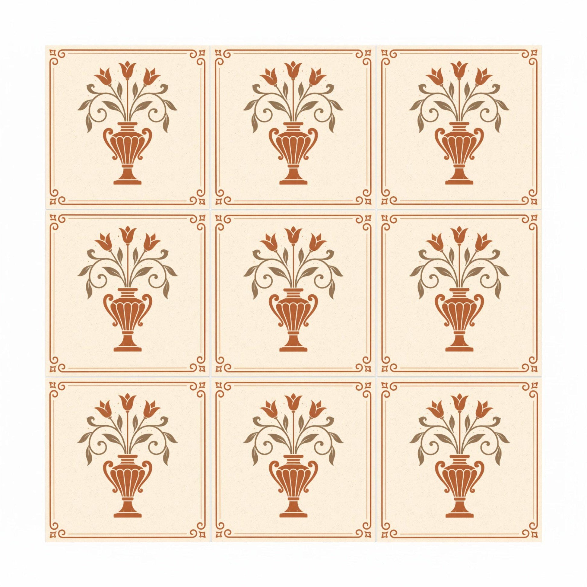 Vase Mediterranean — Garden-Inspired Pattern Ceramic Tile