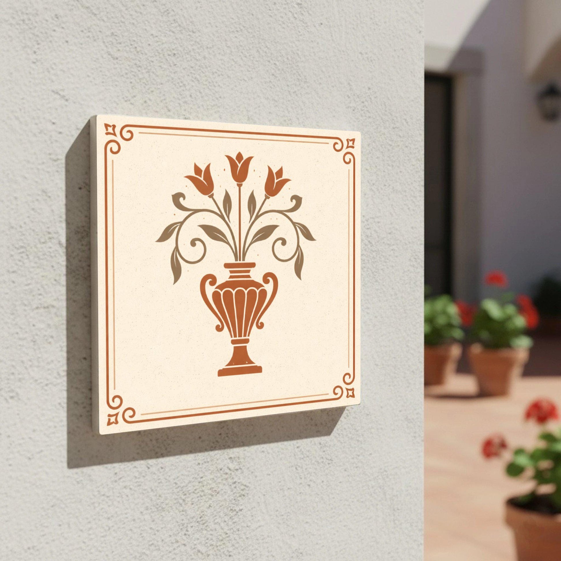 Vase Mediterranean — Garden-Inspired Pattern Ceramic Tile