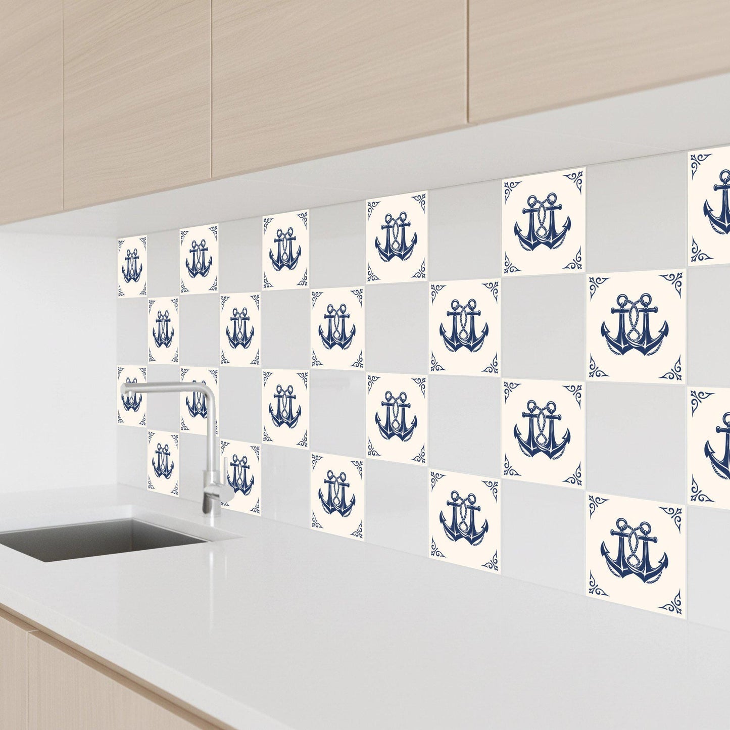 Nautical Anchor — Coastal Mediterranean Décor Ceramic Tile