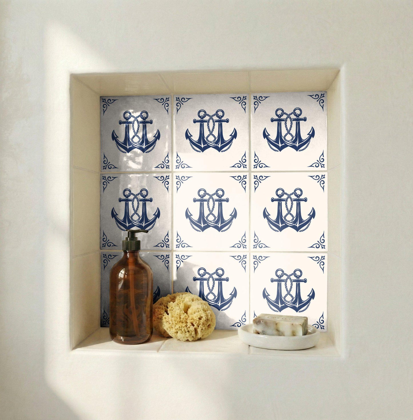 Nautical Anchor — Coastal Mediterranean Décor Ceramic Tile