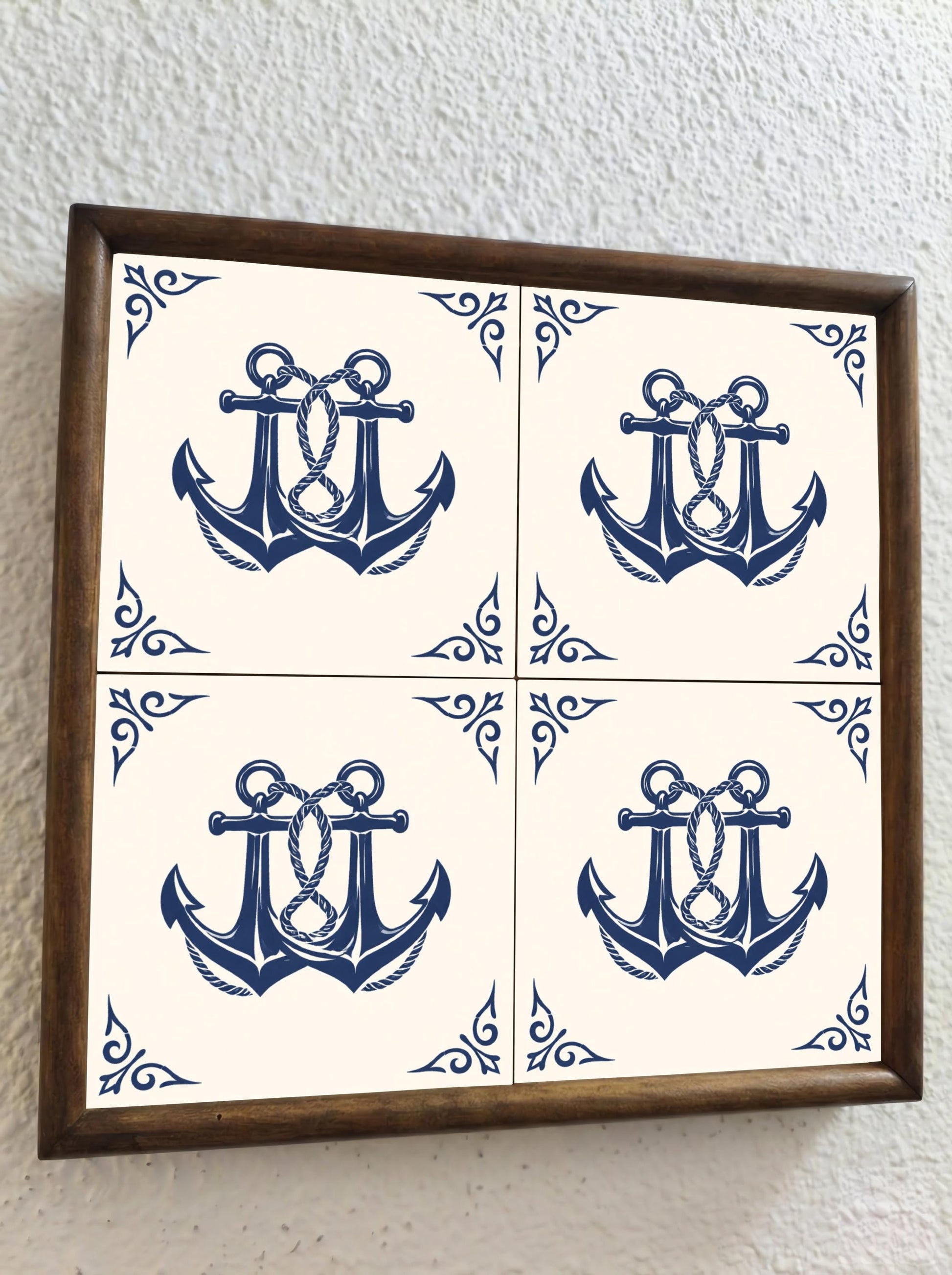 Nautical Anchor — Coastal Mediterranean Décor Ceramic Tile