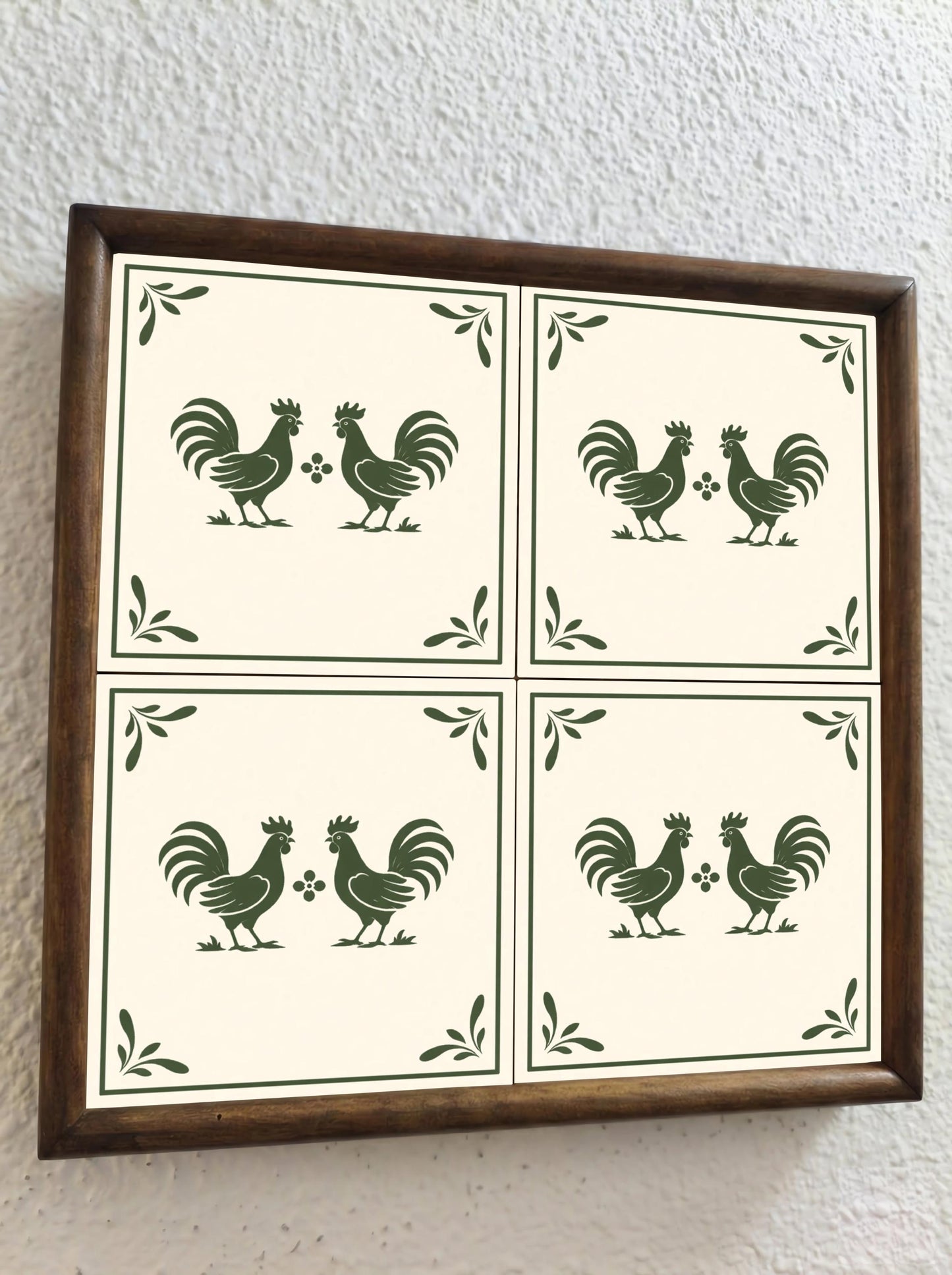Ceramic Tile Rooster Folk — Classic Decorative Pattern