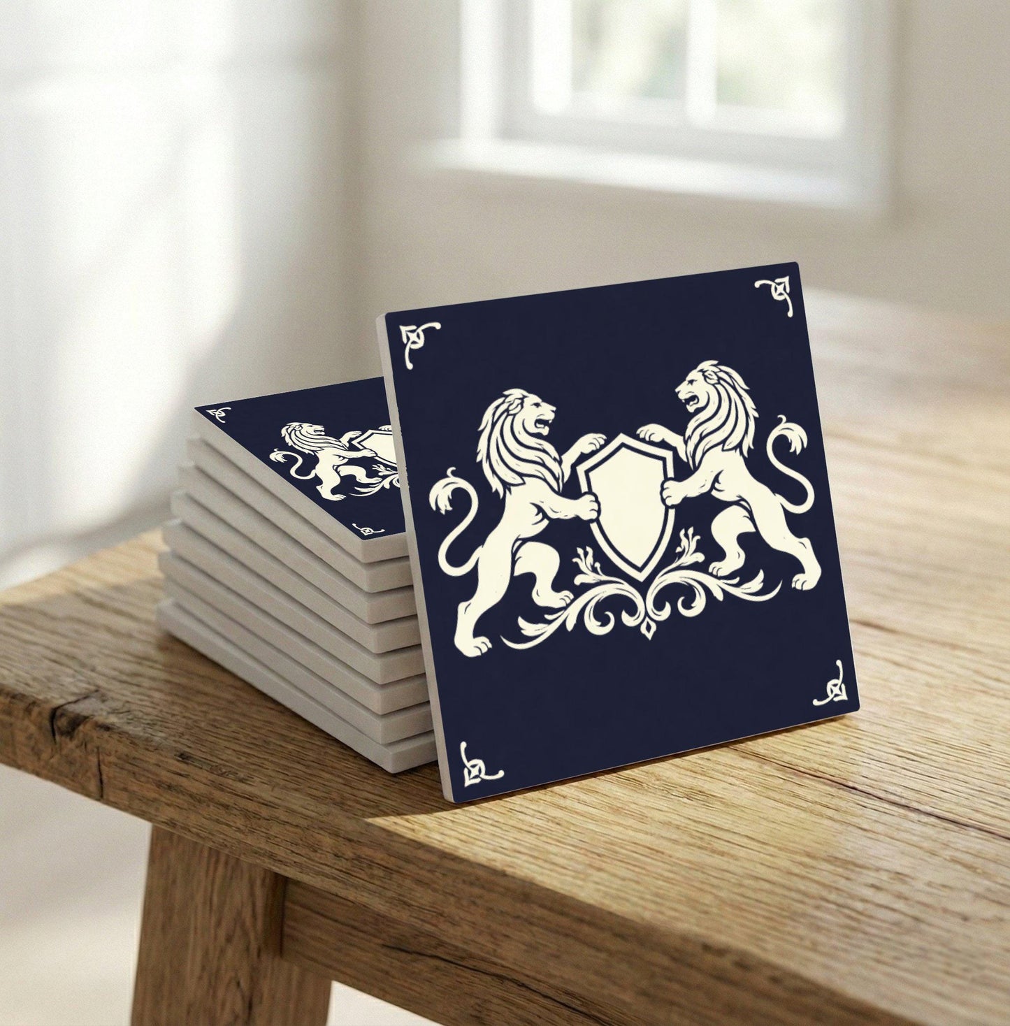 Edinburgh Heraldic Lion · Ceramic Wall Tile — Contemporary Geometric Décor