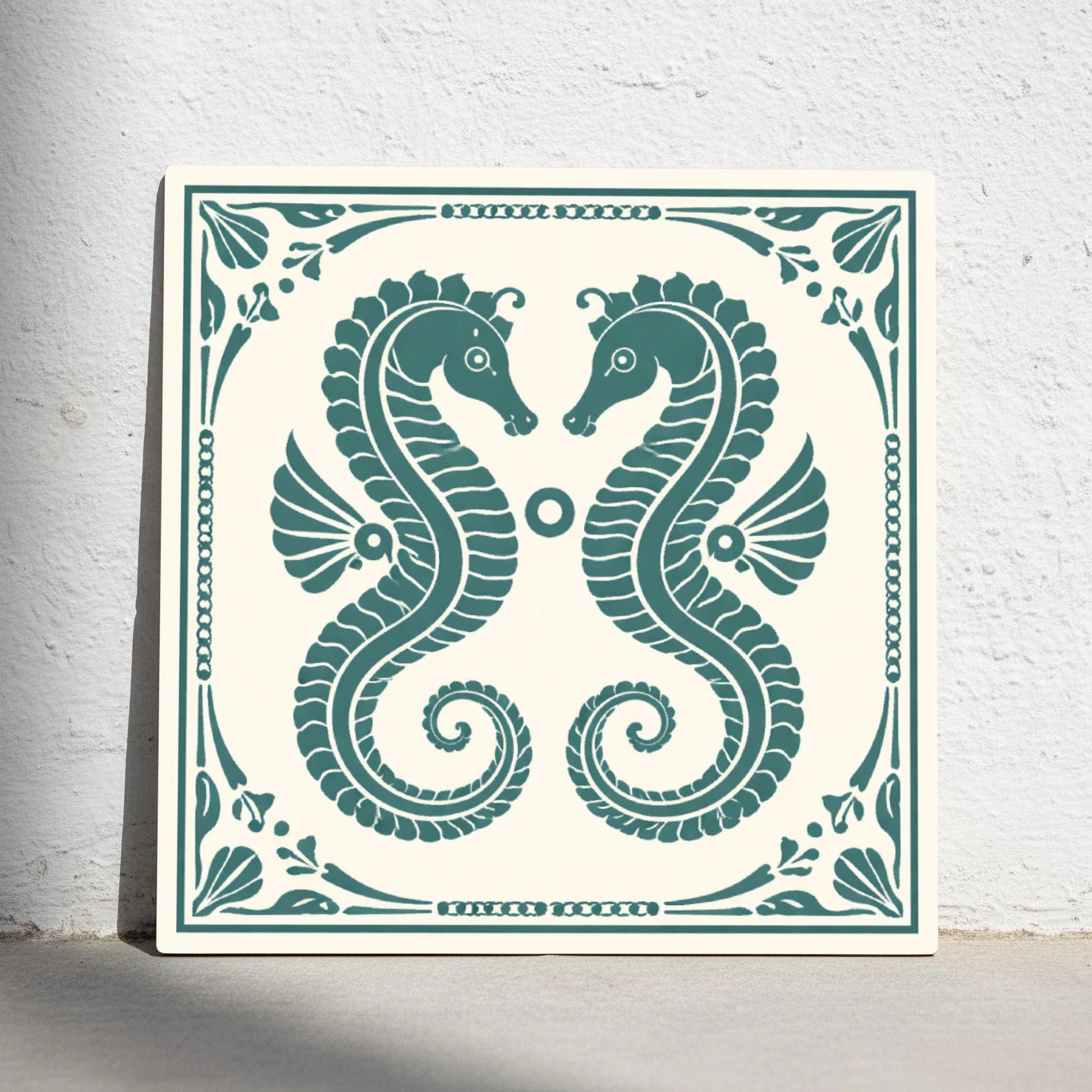 Seahorse Küsten · Keramik-Wandfliese — Mediterranes Küsten-Dekor