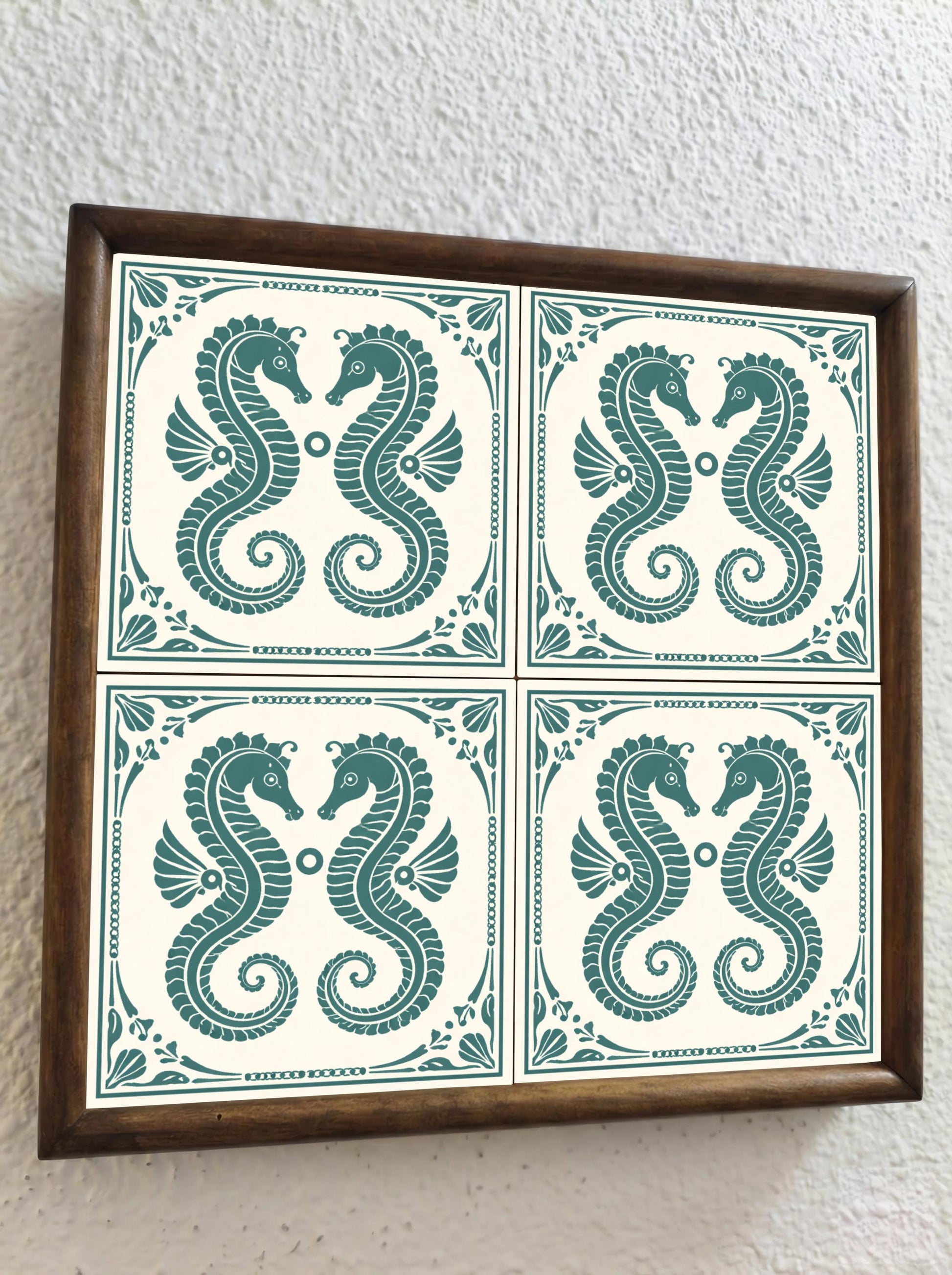 Seahorse Küsten · Keramik-Wandfliese — Mediterranes Küsten-Dekor