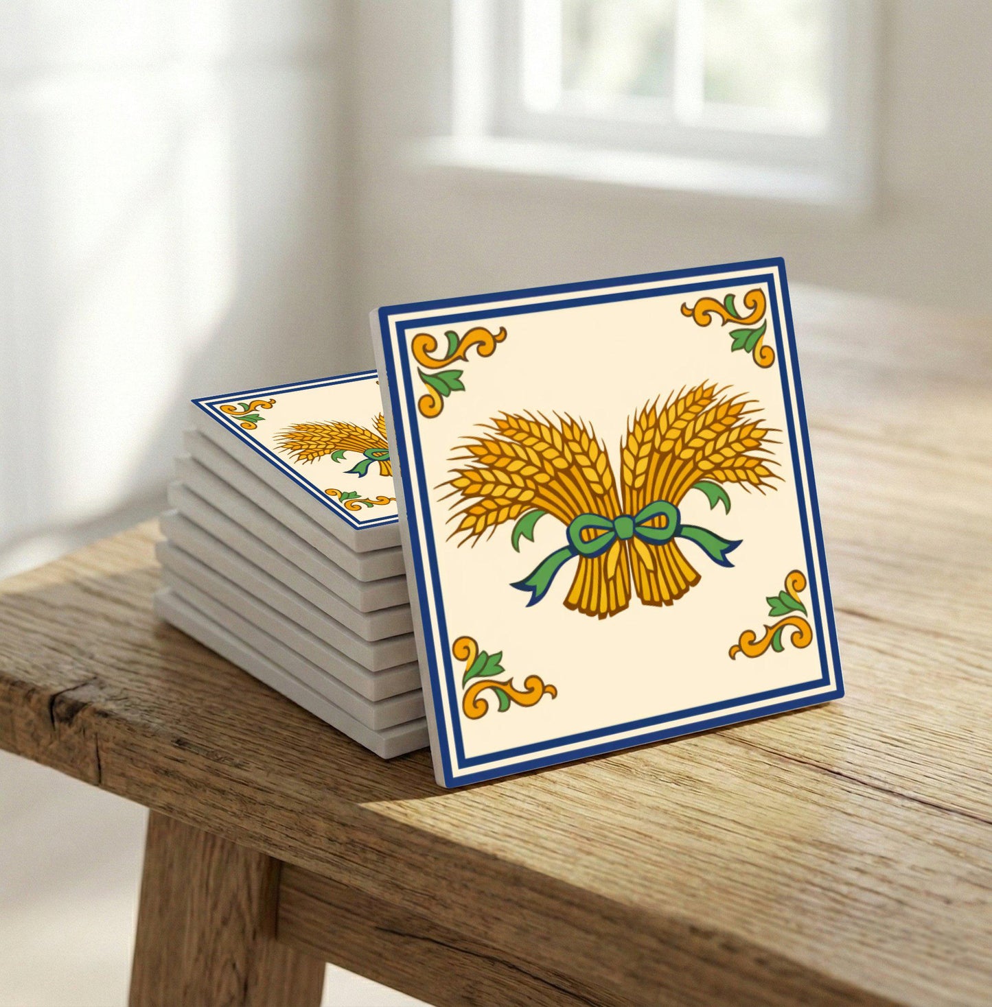 Tuscany Wheat Sheaf — Classic Decorative Pattern Ceramic Tile