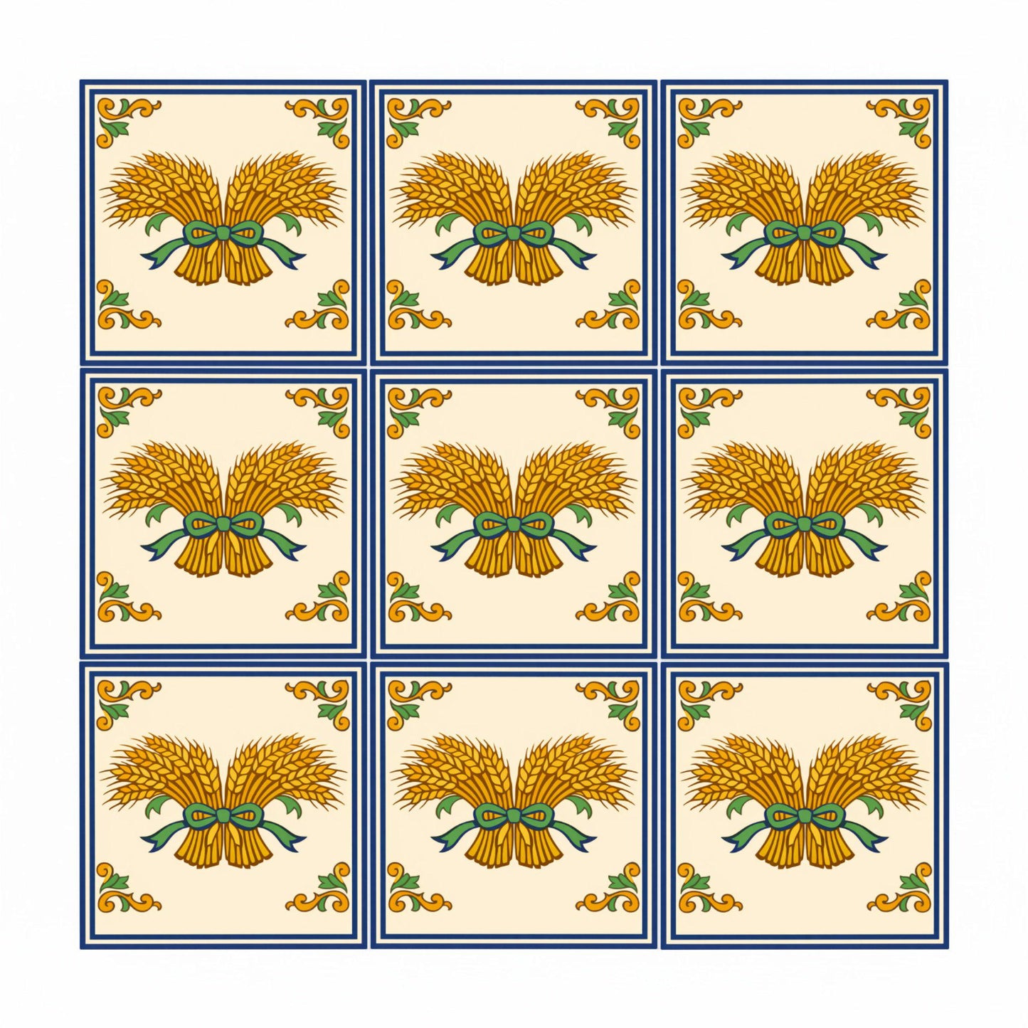 Tuscany Wheat Sheaf — Classic Decorative Pattern Ceramic Tile