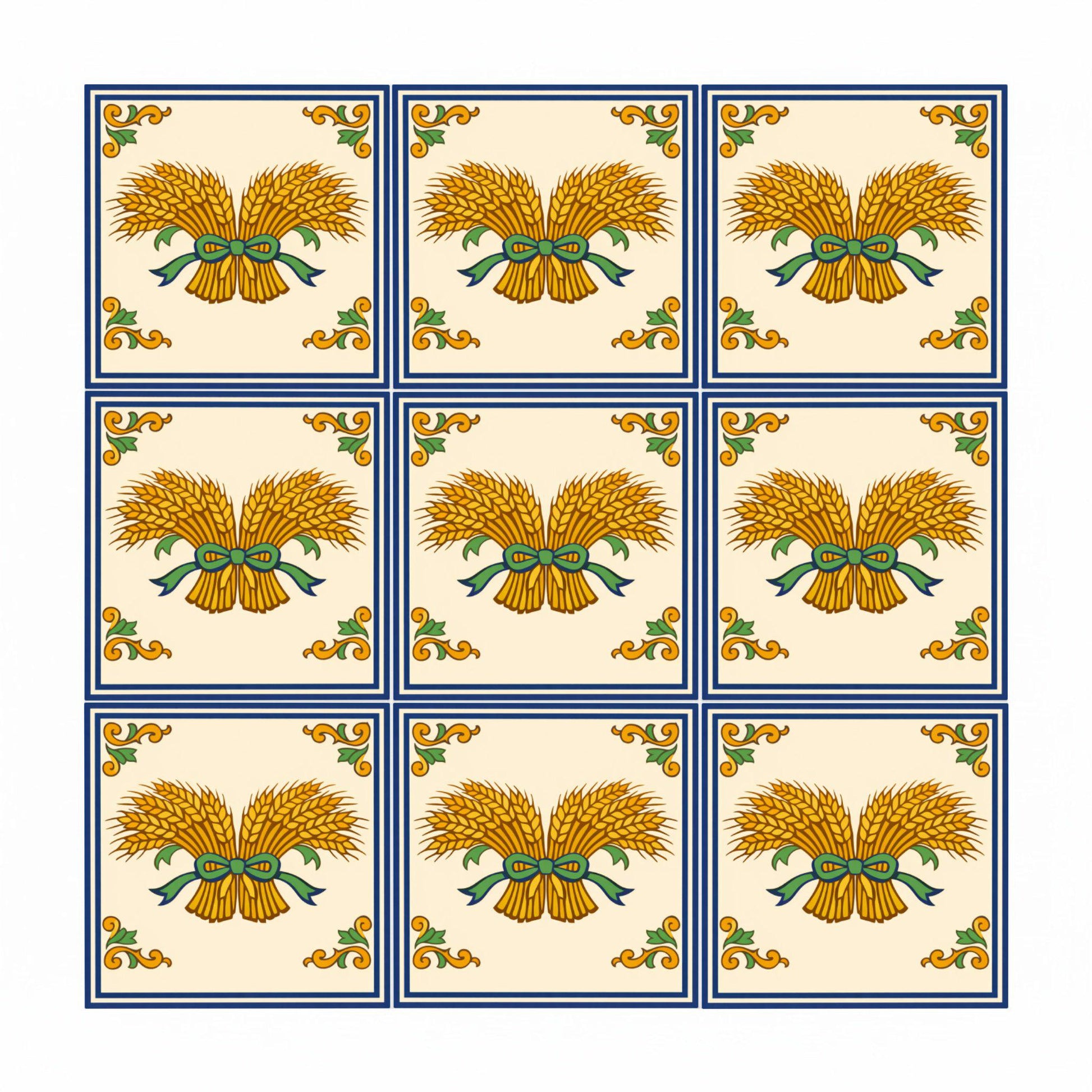 Tuscany Wheat Sheaf — Classic Decorative Pattern Ceramic Tile