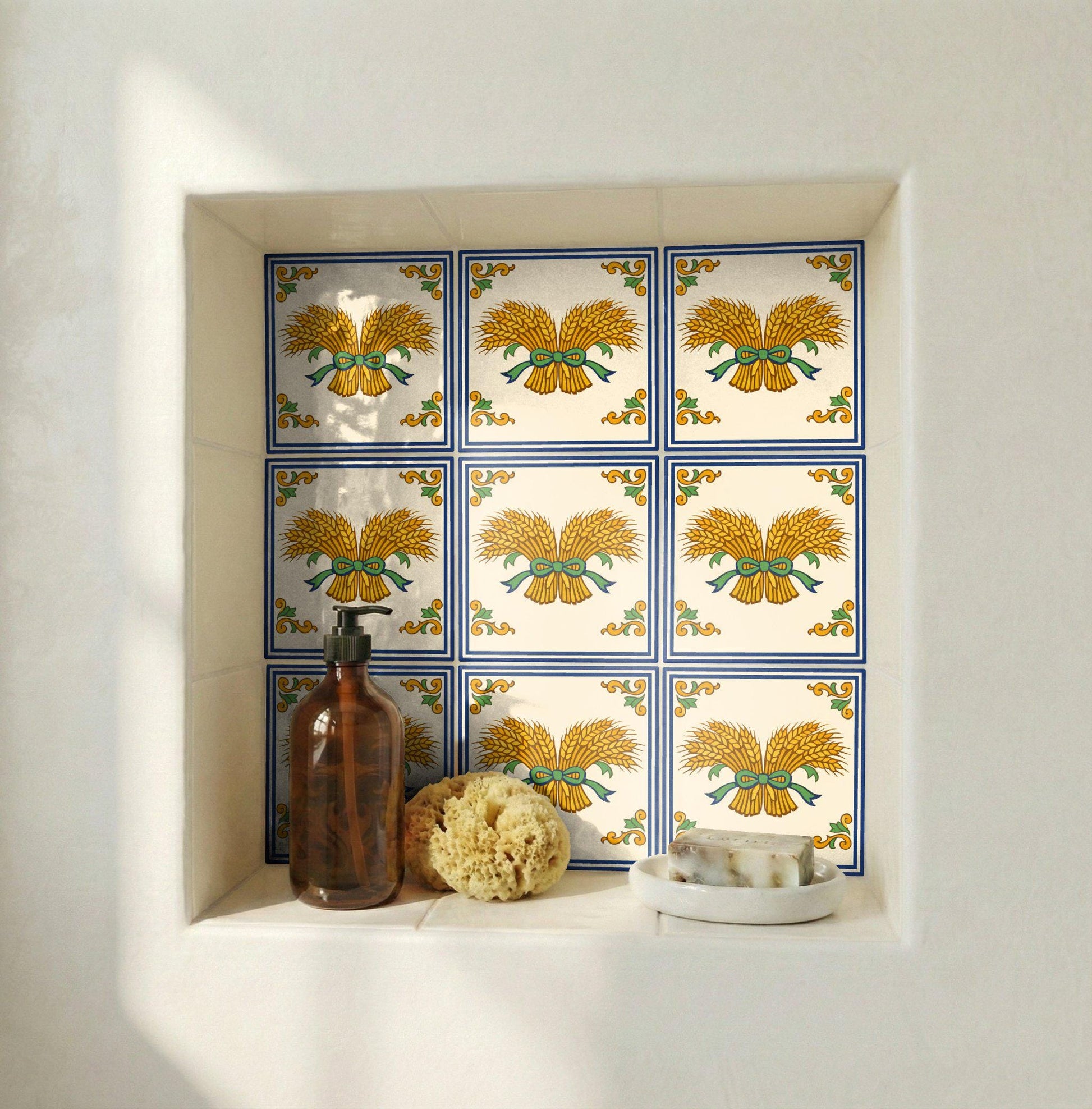 Tuscany Wheat Sheaf — Classic Decorative Pattern Ceramic Tile