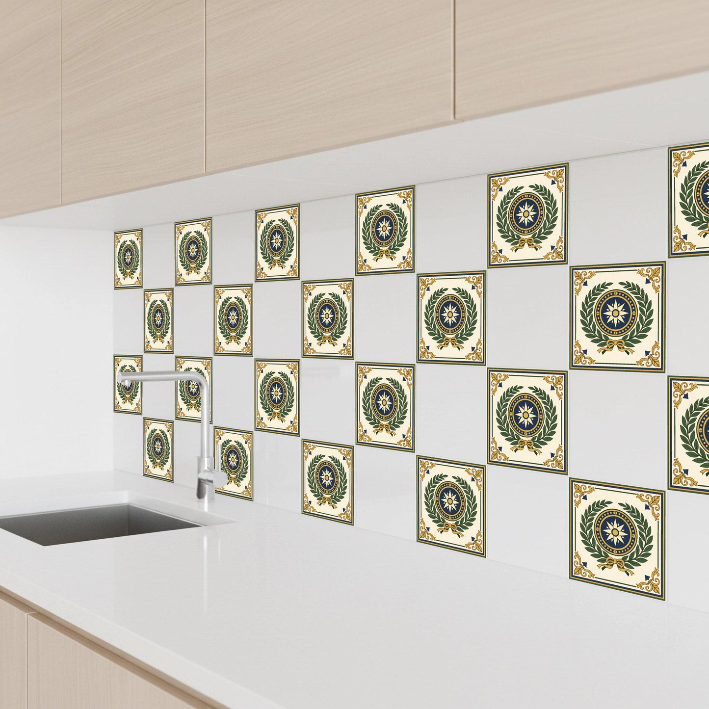 Azulejo-Fliese Florence, Italy Lorbeer Medaillon — Geometrisches Muster