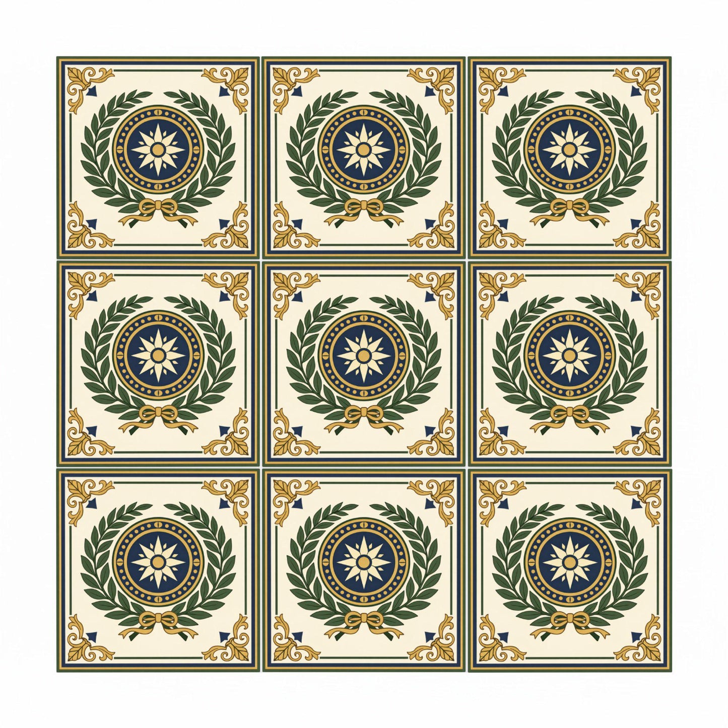 Azulejo-Fliese Florence, Italy Lorbeer Medaillon — Geometrisches Muster