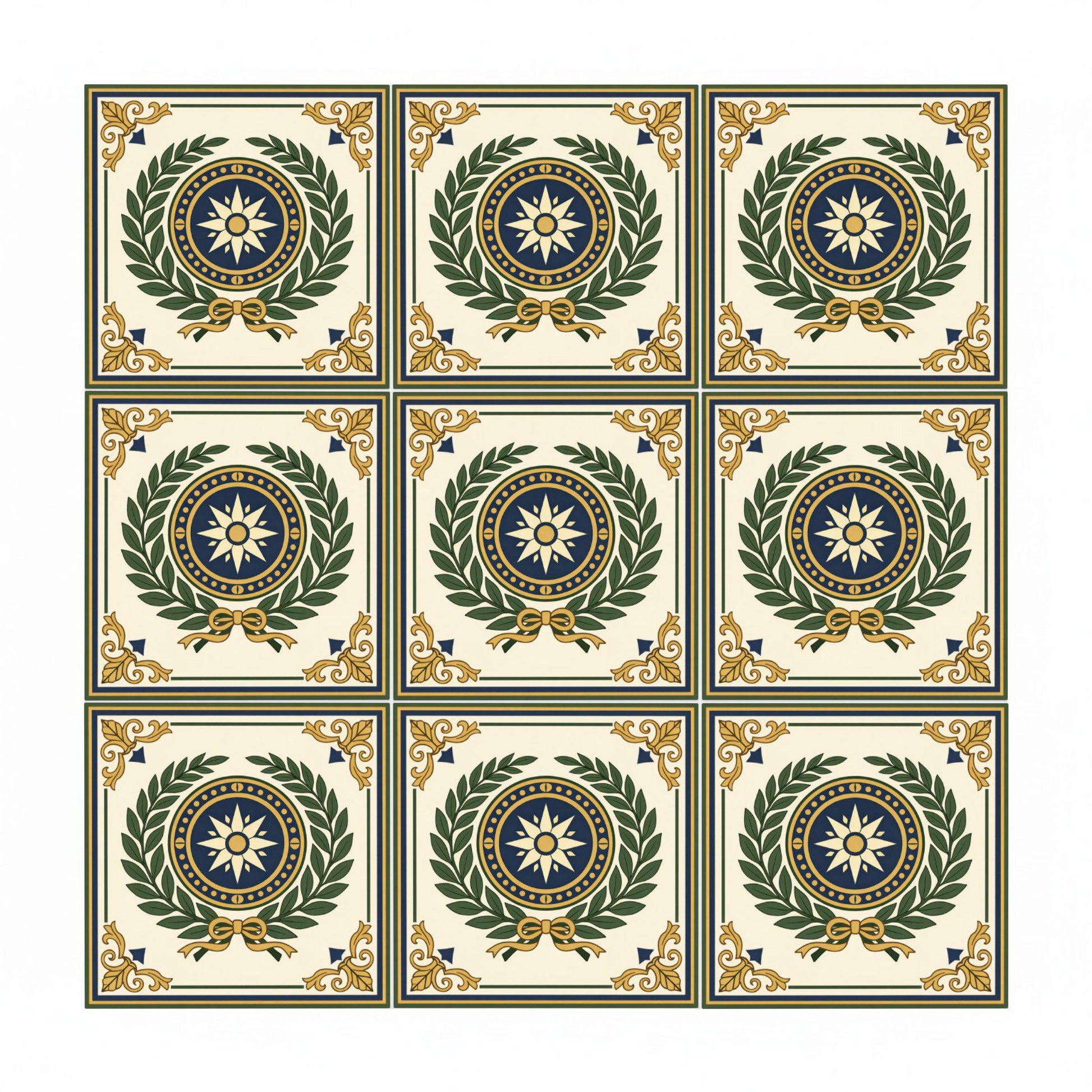 Azulejo-Fliese Florence, Italy Lorbeer Medaillon — Geometrisches Muster