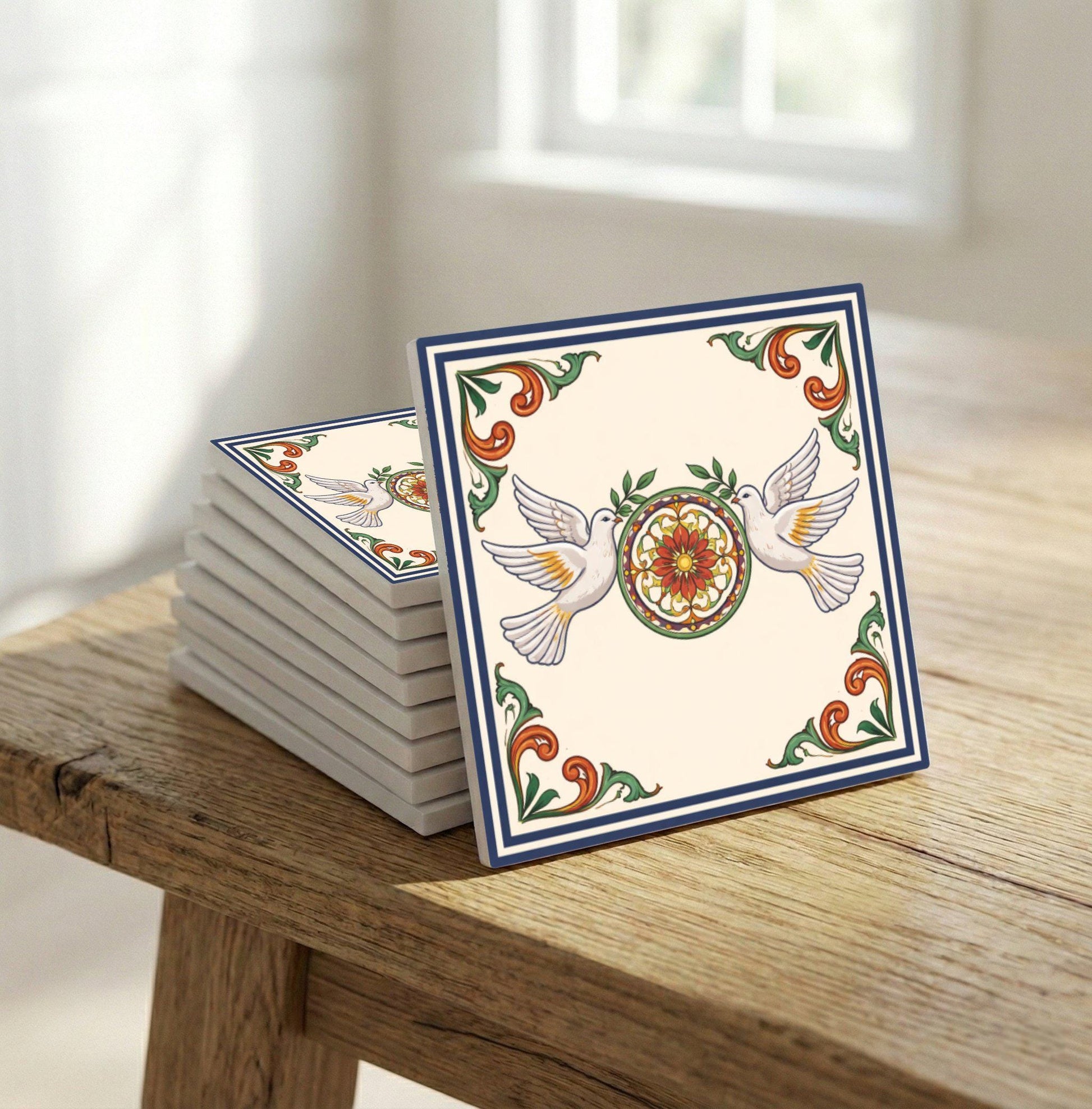 Meissen, Germany Dove — Contemporary Geometric Décor Decorative Tile