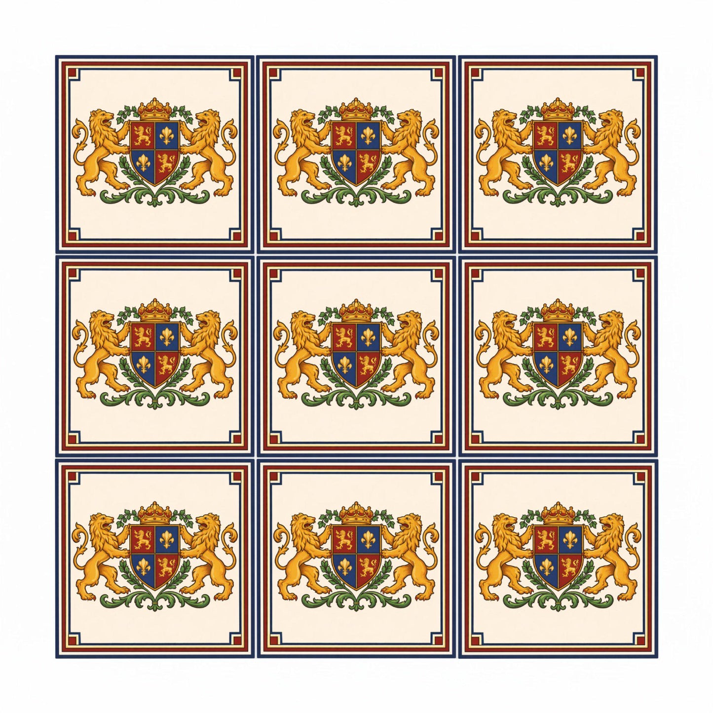 Azulejo-Fliese London, England Heraldisch Löwe — Geometrisches Muster