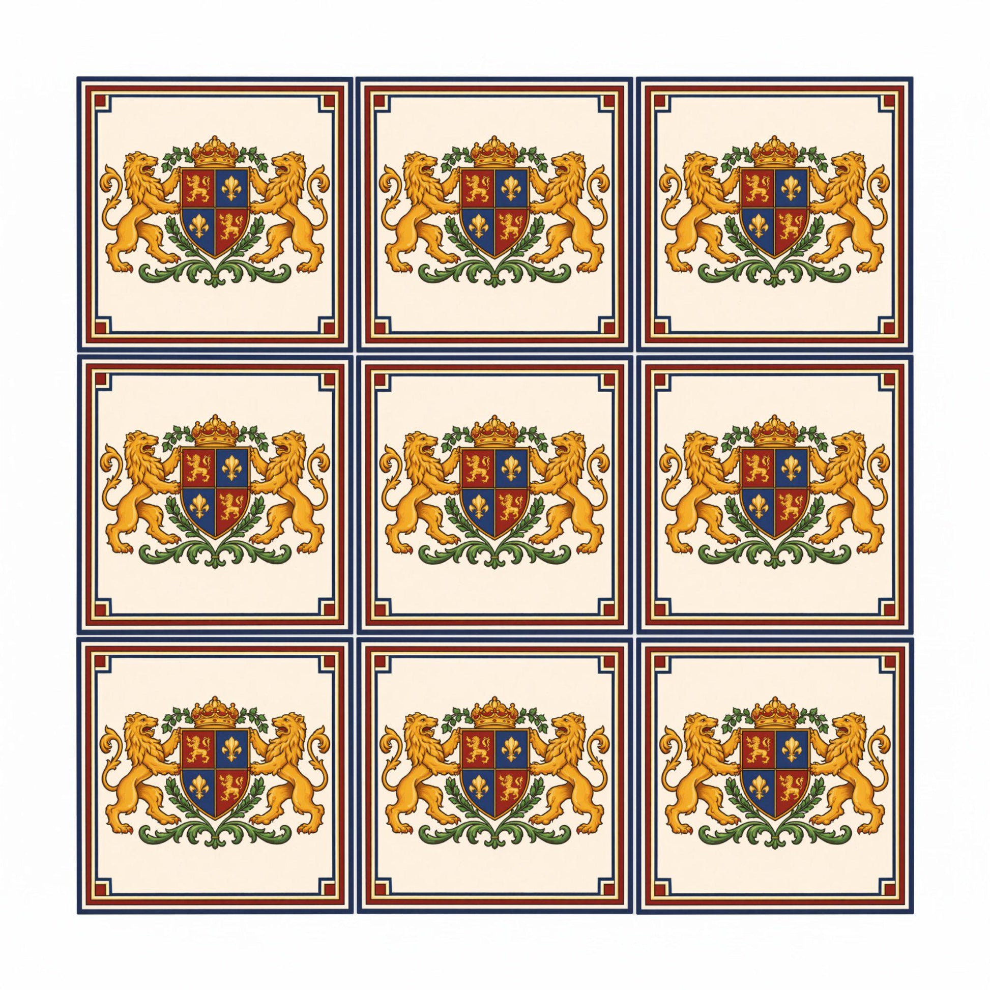 Azulejo-Fliese London, England Heraldisch Löwe — Geometrisches Muster