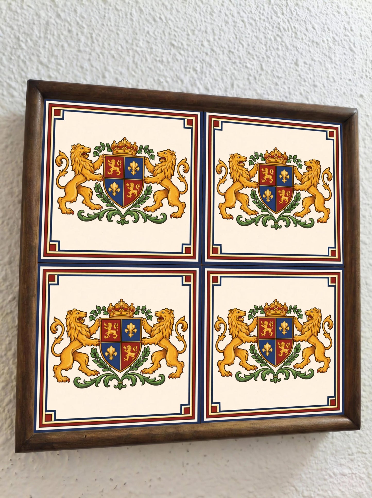 Azulejo-Fliese London, England Heraldisch Löwe — Geometrisches Muster