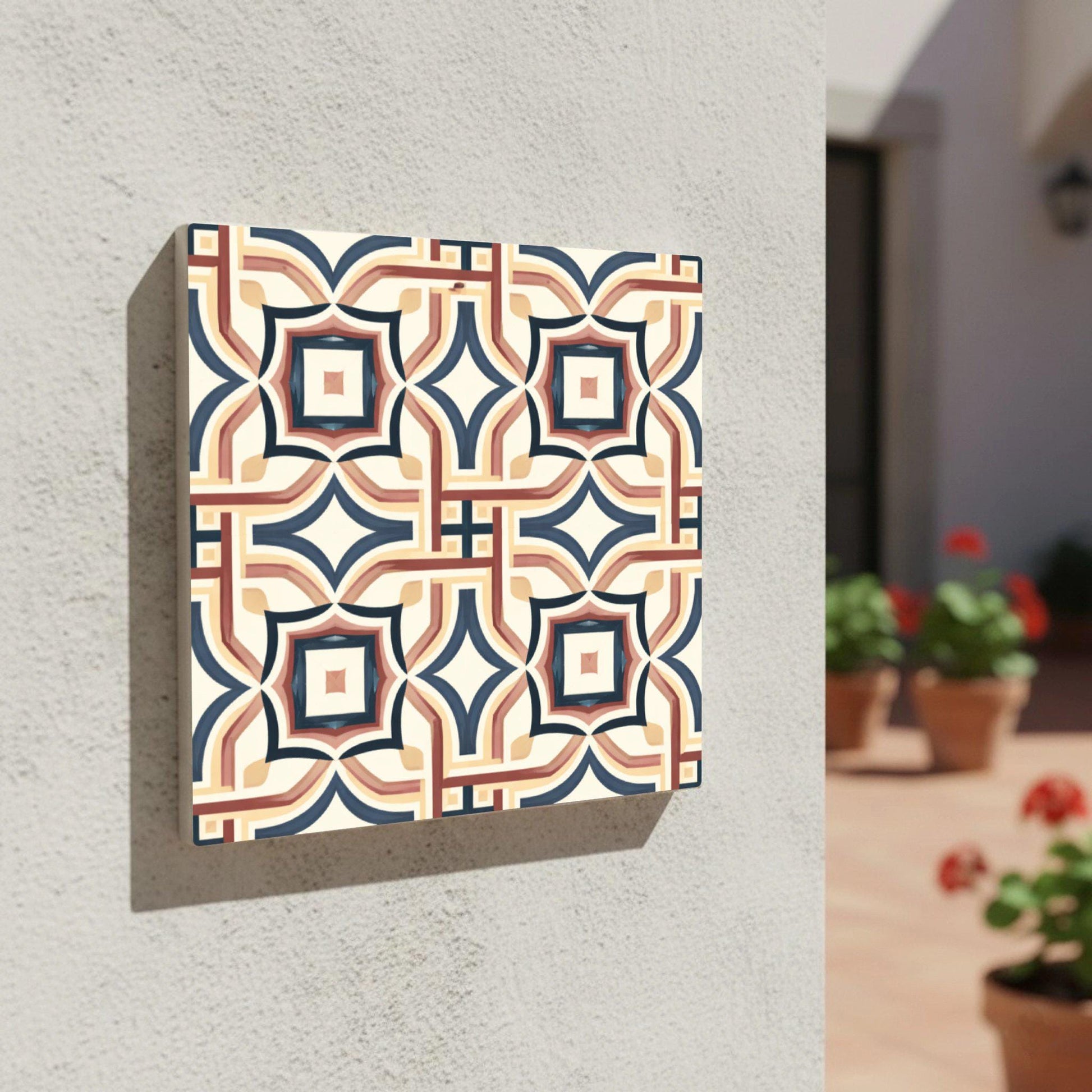 Azulejo Mediterraneo Grid Vintage — Decoro Costiero Mediterraneo