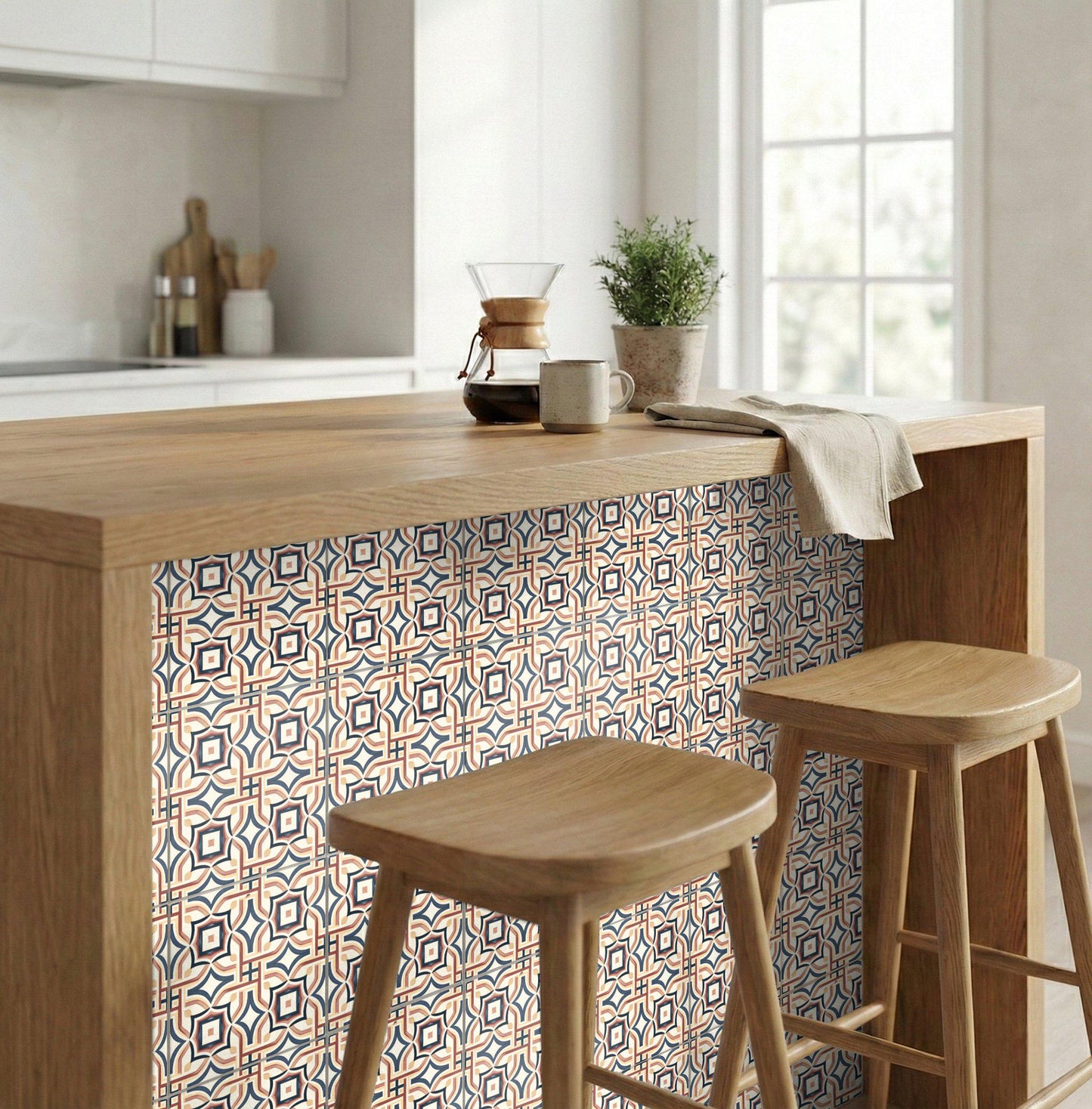 Azulejo Mediterraneo Grid Vintage — Decoro Costiero Mediterraneo