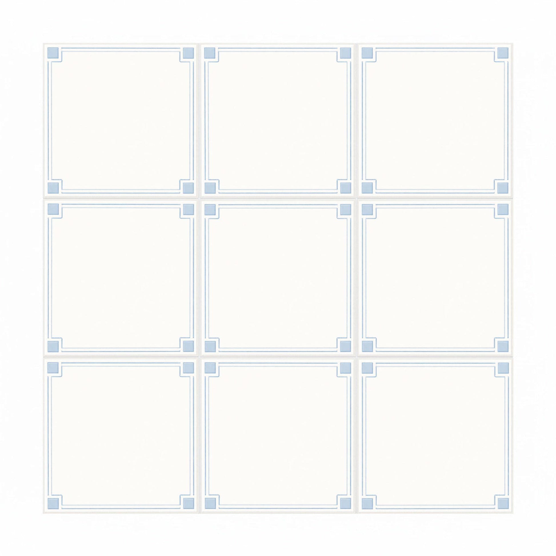 White with Blue Frame — Classic Decorative Pattern Decorative Tile