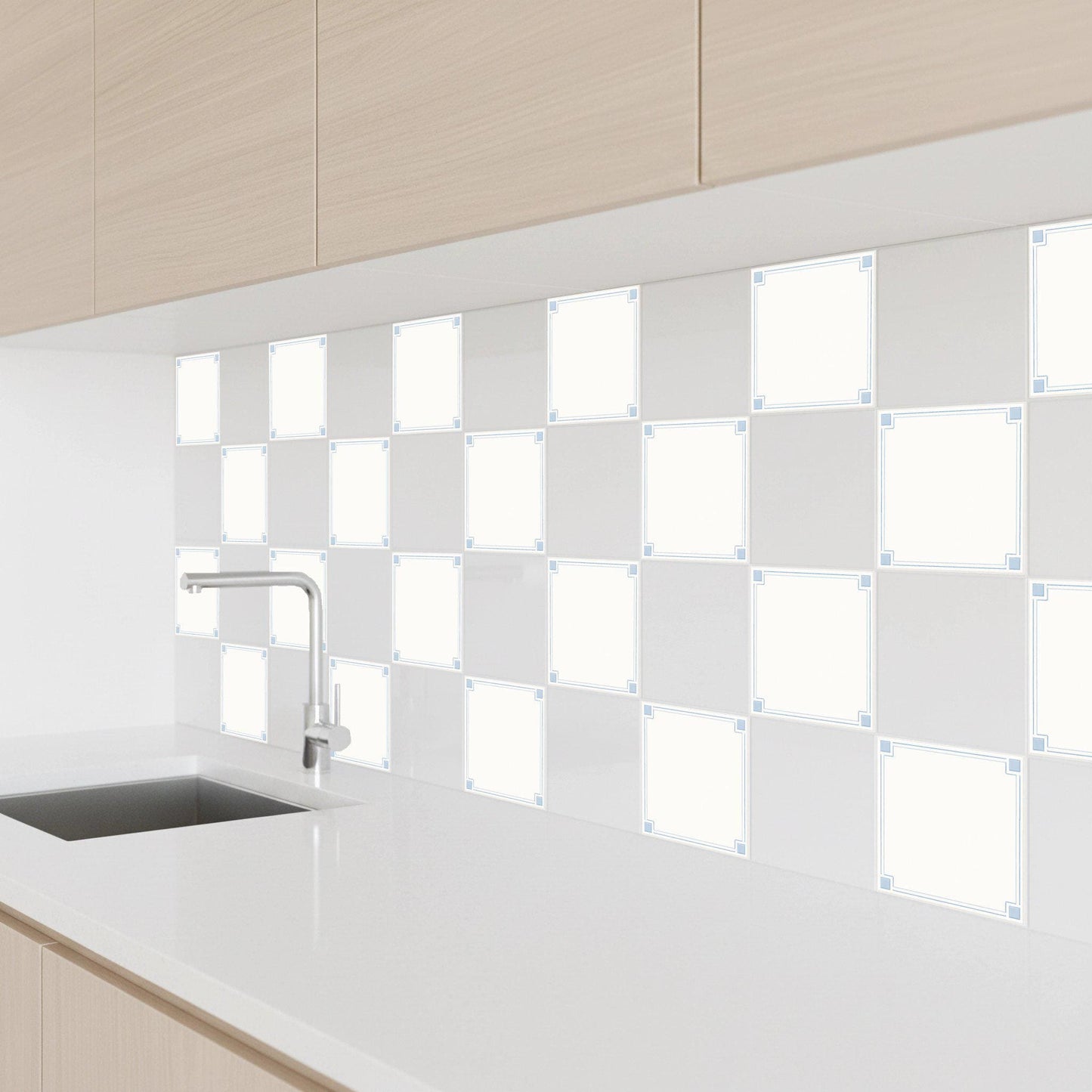 White with Blue Frame — Classic Decorative Pattern Decorative Tile