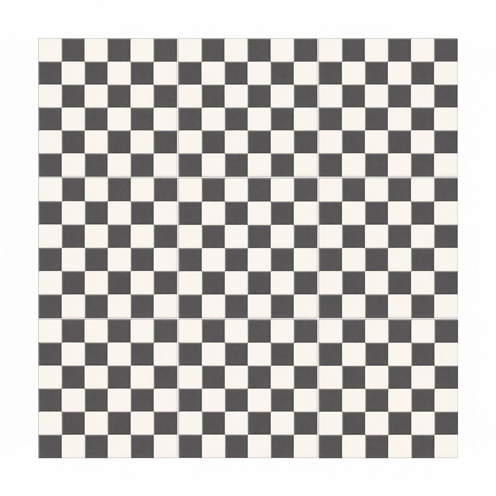 Ceramic Tile Negro y blanco damero Mural — Vintage-Style Ornament