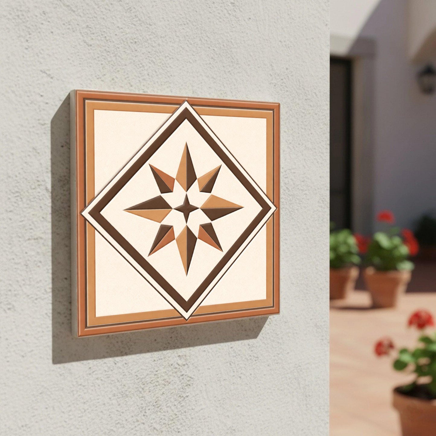 Compass Rose Star Mediterranean — Precision-Line Geometry Ceramic Tile