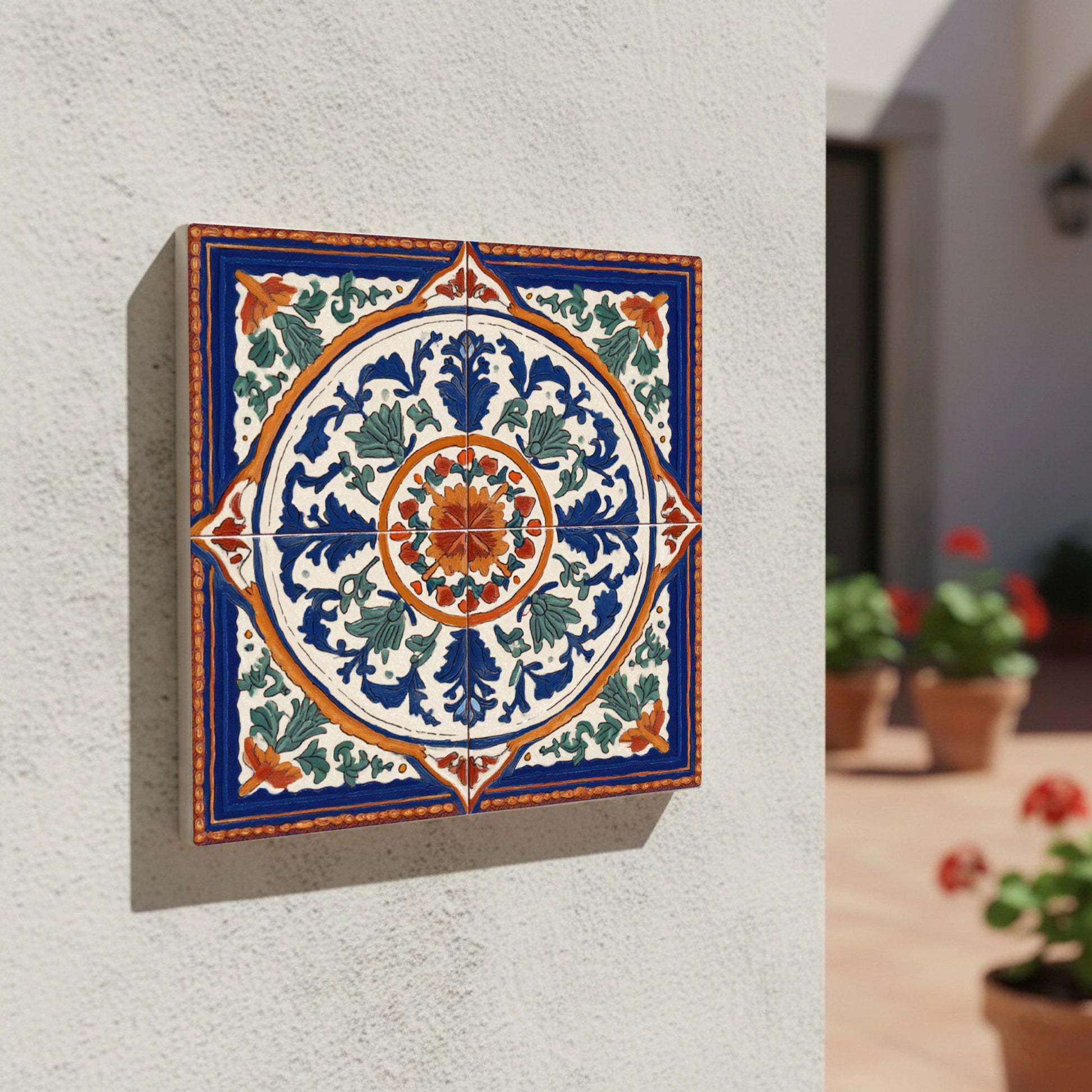 Azulejo-Fliese Maiolica Rosette — Klassisches Keramik-Ornament