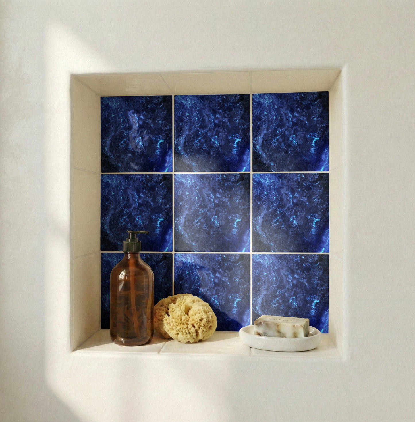 Midnight Sapphire — Vintage-Style Ornament Ceramic Tile