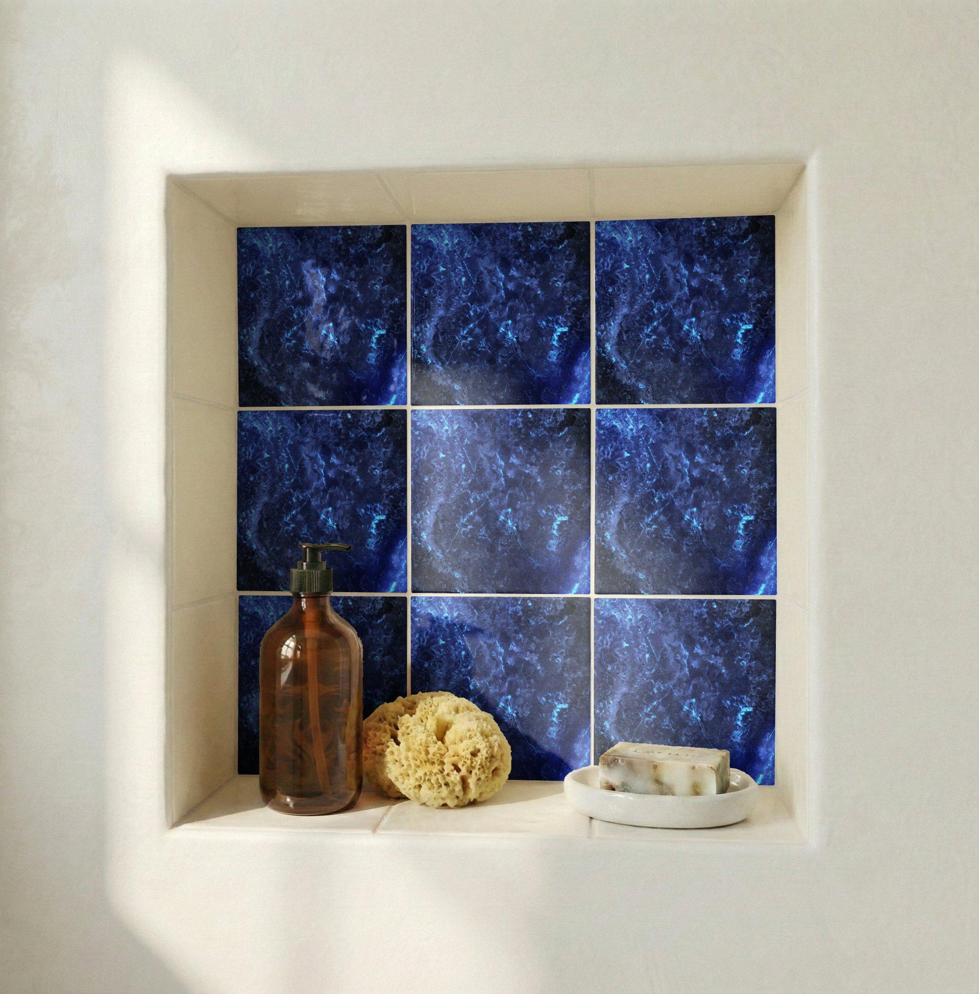 Midnight Sapphire — Vintage-Style Ornament Ceramic Tile