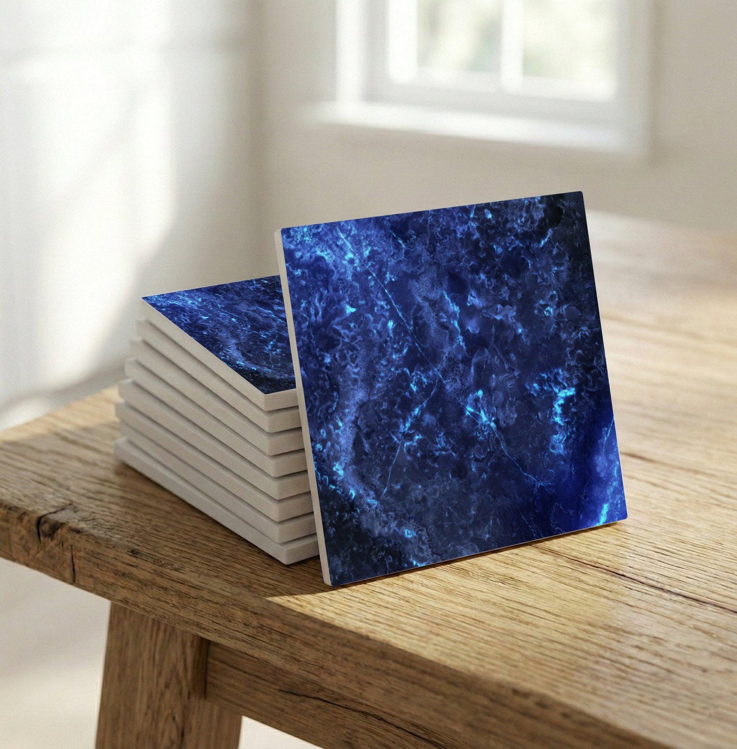 Midnight Sapphire — Vintage-Style Ornament Ceramic Tile