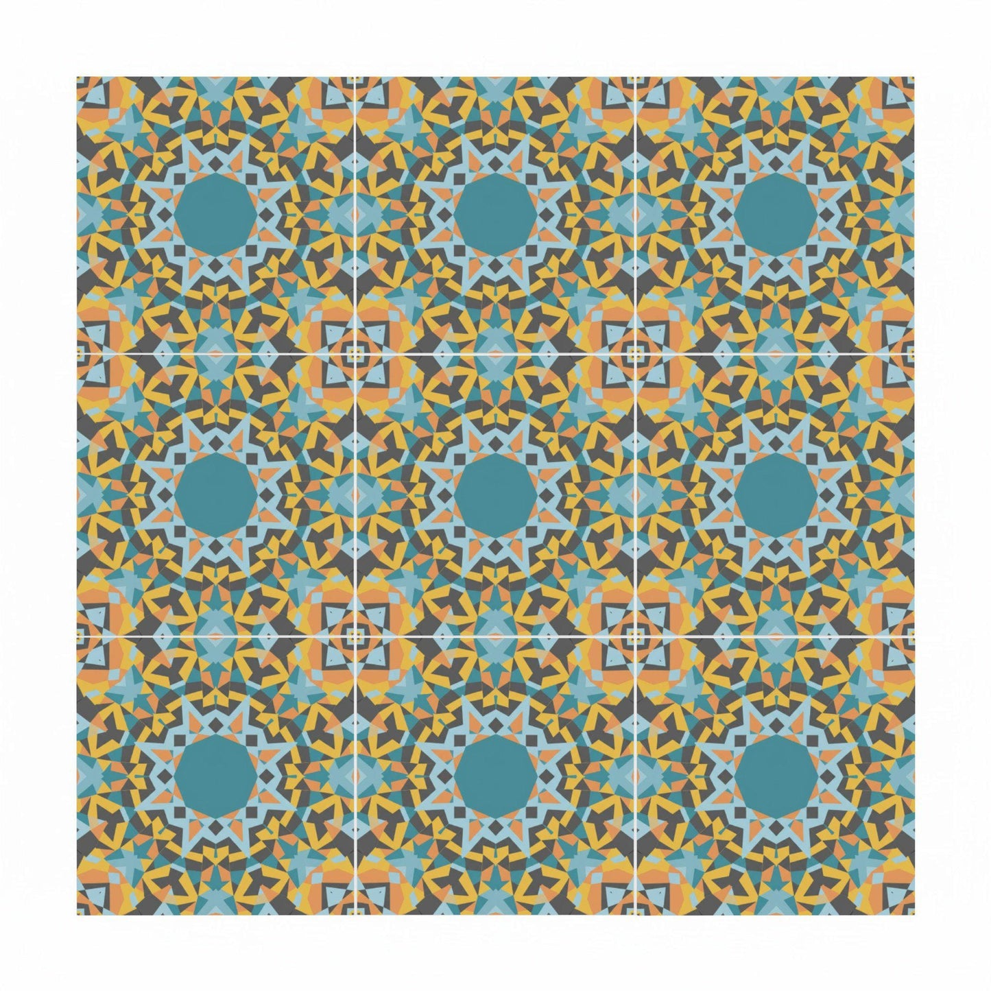 Ceramic Tile Kaleidoscope Star — Contemporary Geometric Décor