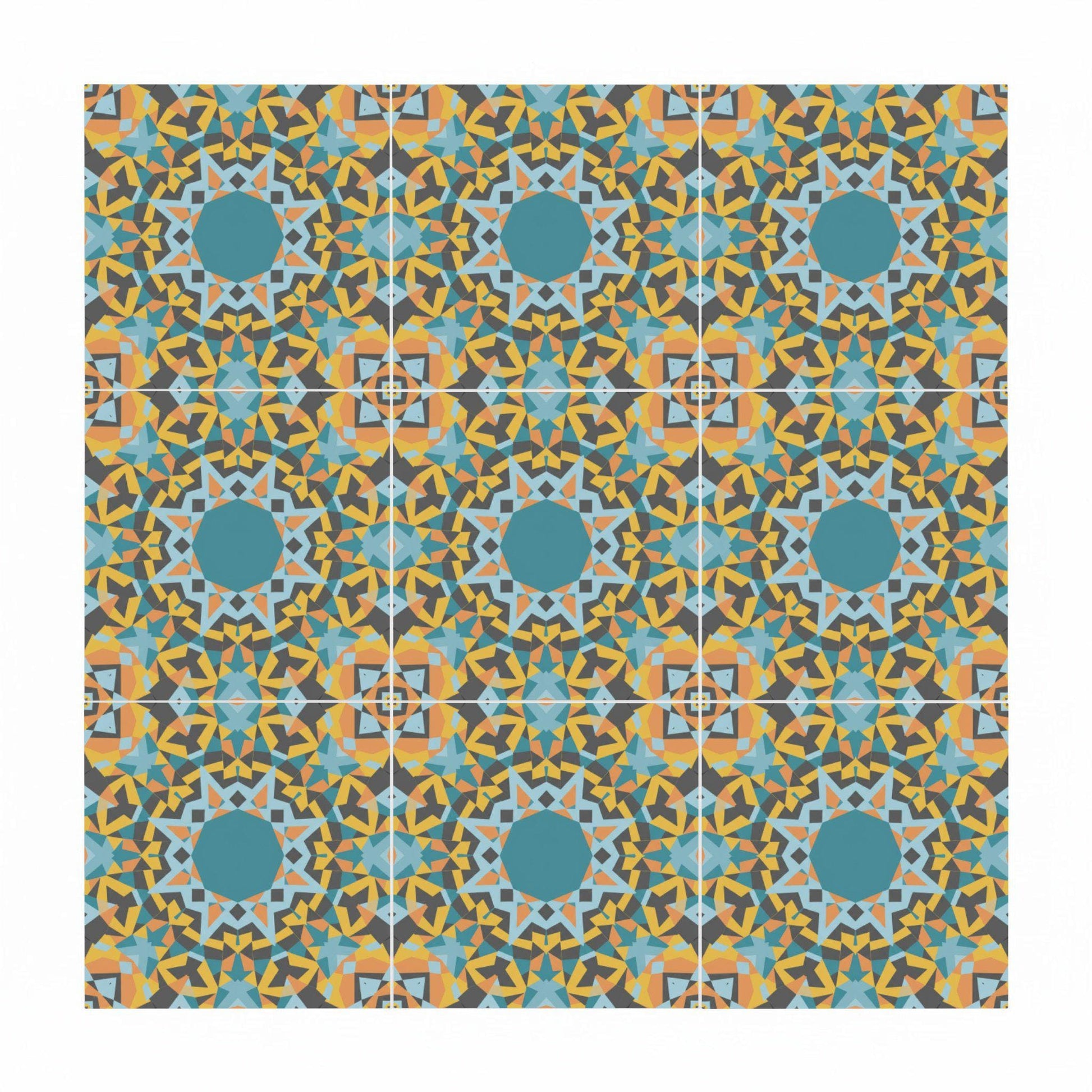 Ceramic Tile Kaleidoscope Star — Contemporary Geometric Décor
