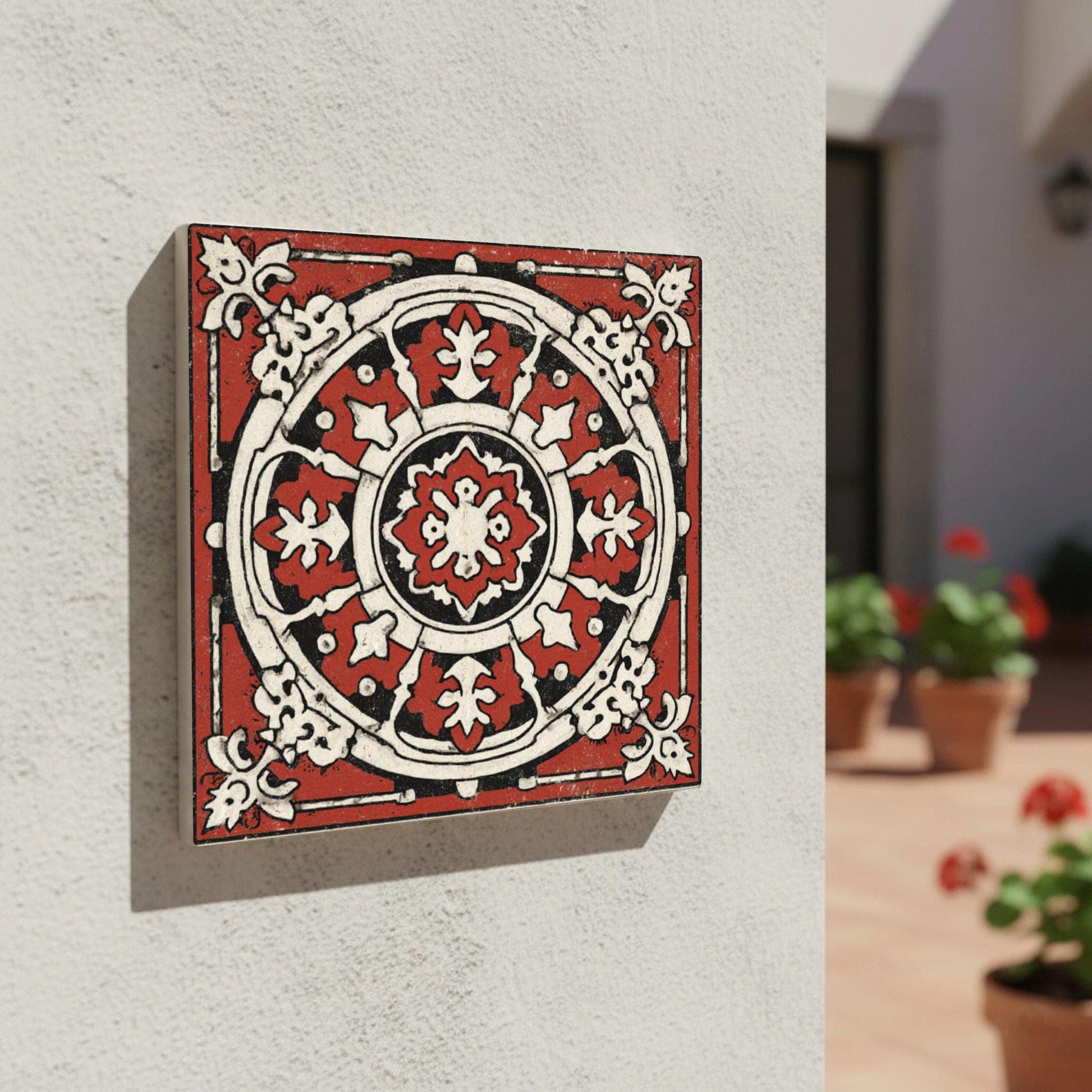 Red et Noir Vintage — Carreau Céramique Motif Géométrique