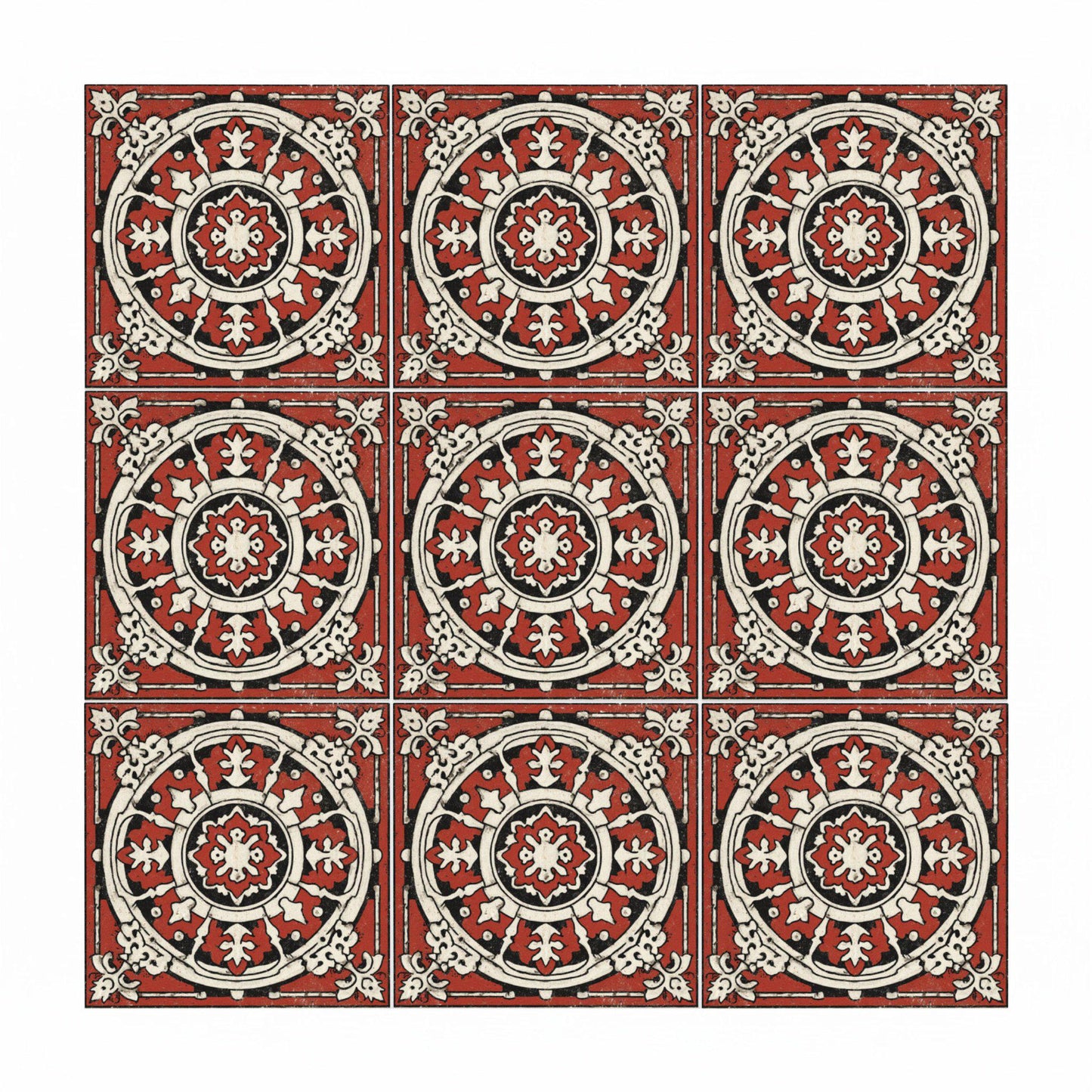 Red et Noir Vintage — Carreau Céramique Motif Géométrique