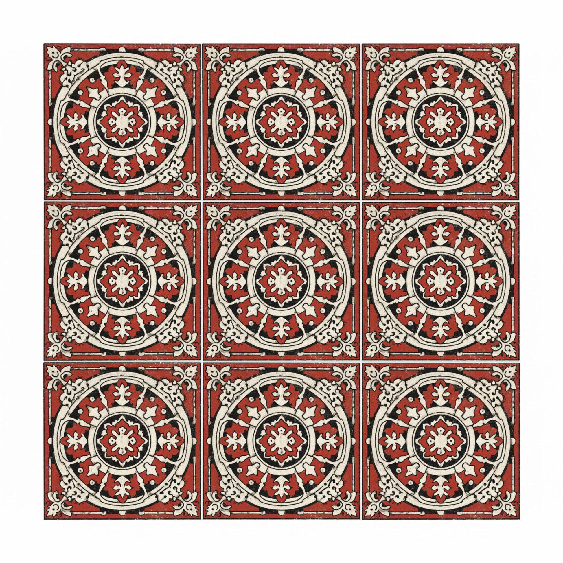 Red et Noir Vintage — Carreau Céramique Motif Géométrique