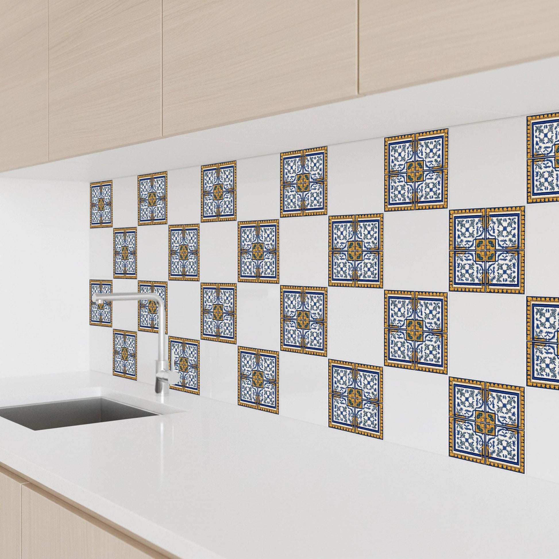 Ceramic Tile Marbella Blue and Yellow — Seville-Inspired Azulejo