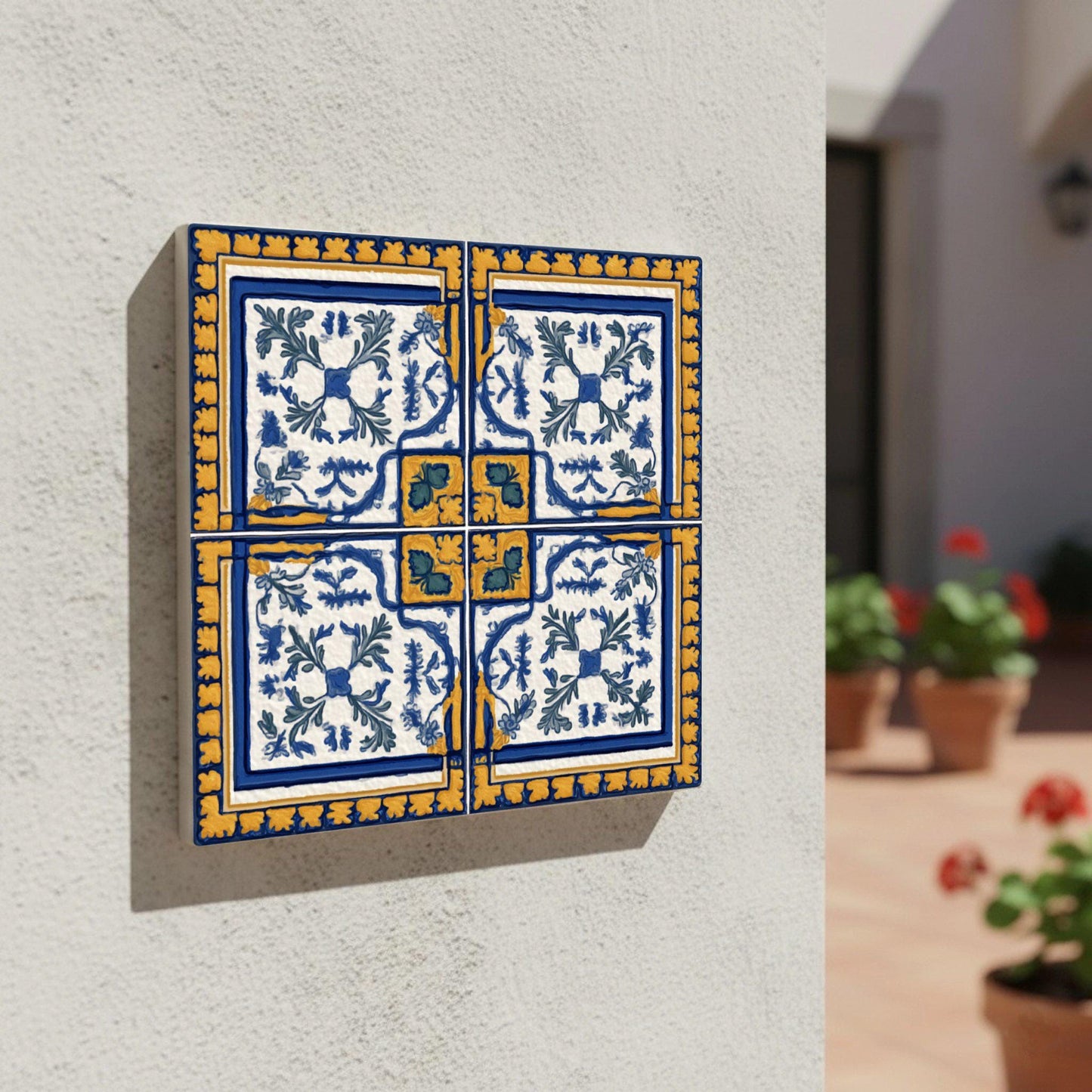 Ceramic Tile Marbella Blue and Yellow — Seville-Inspired Azulejo