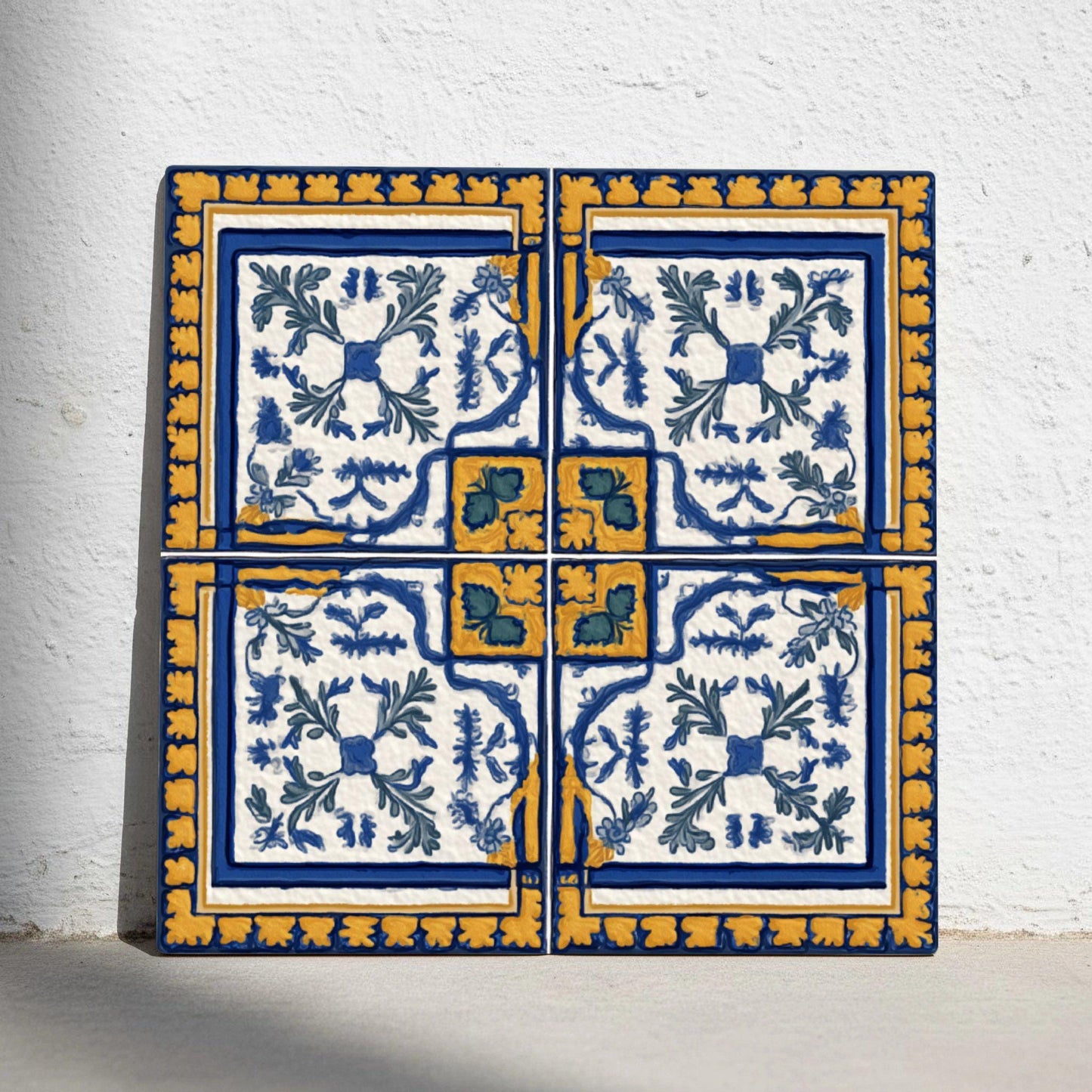 Ceramic Tile Marbella Blue and Yellow — Seville-Inspired Azulejo