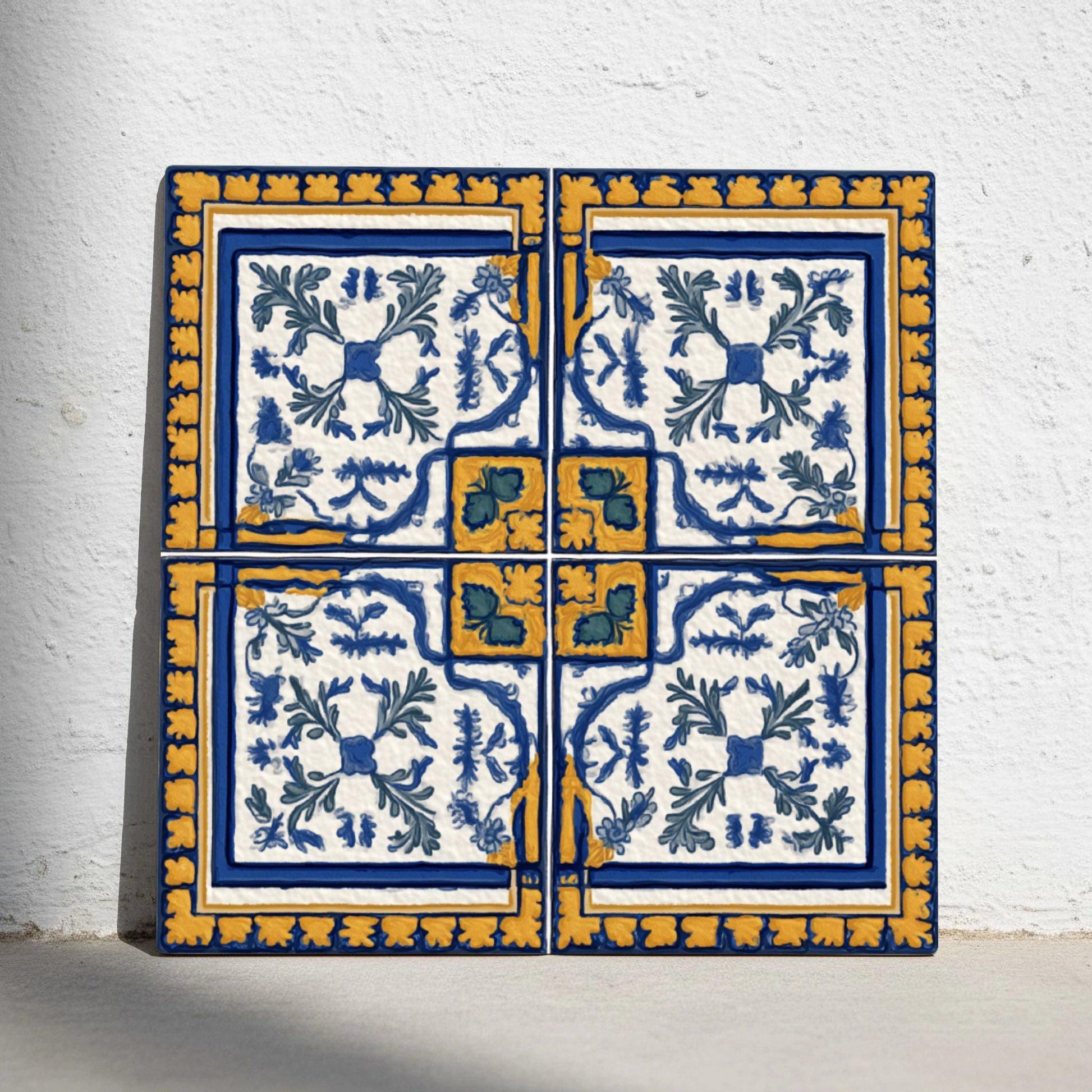 Ceramic Tile Marbella Blue and Yellow — Seville-Inspired Azulejo